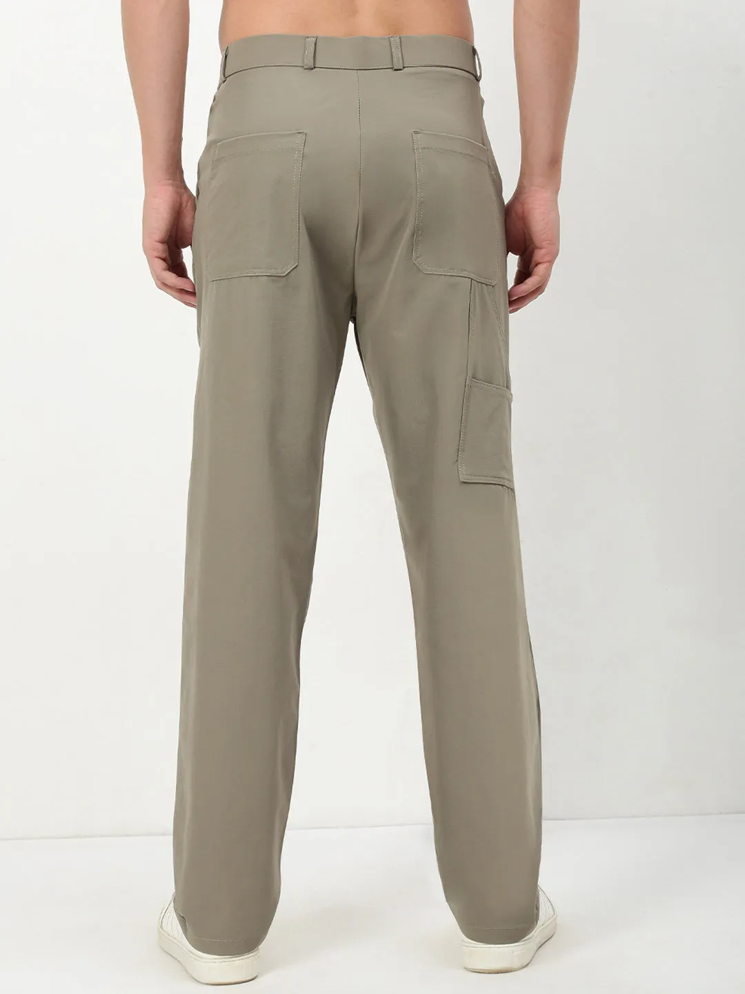 Men's Grey Solid Trousers Fashionable Design