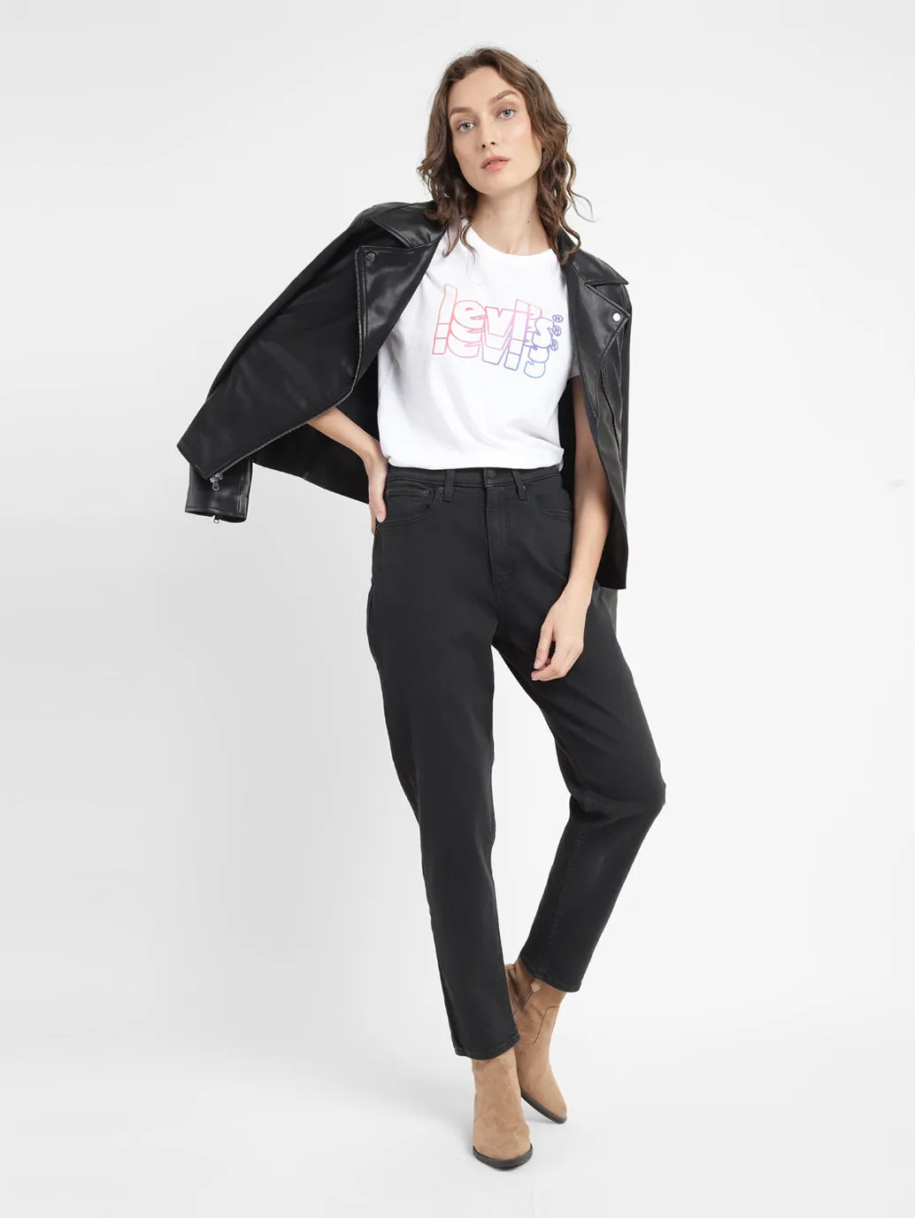 Daily Attire Women's 80s Mom Black Loose Fit High Rise Jeans