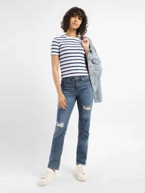 Soft Eco Friendly Go-To Garment Women's 312 Blue Straight Fit Mid Rise Jeans