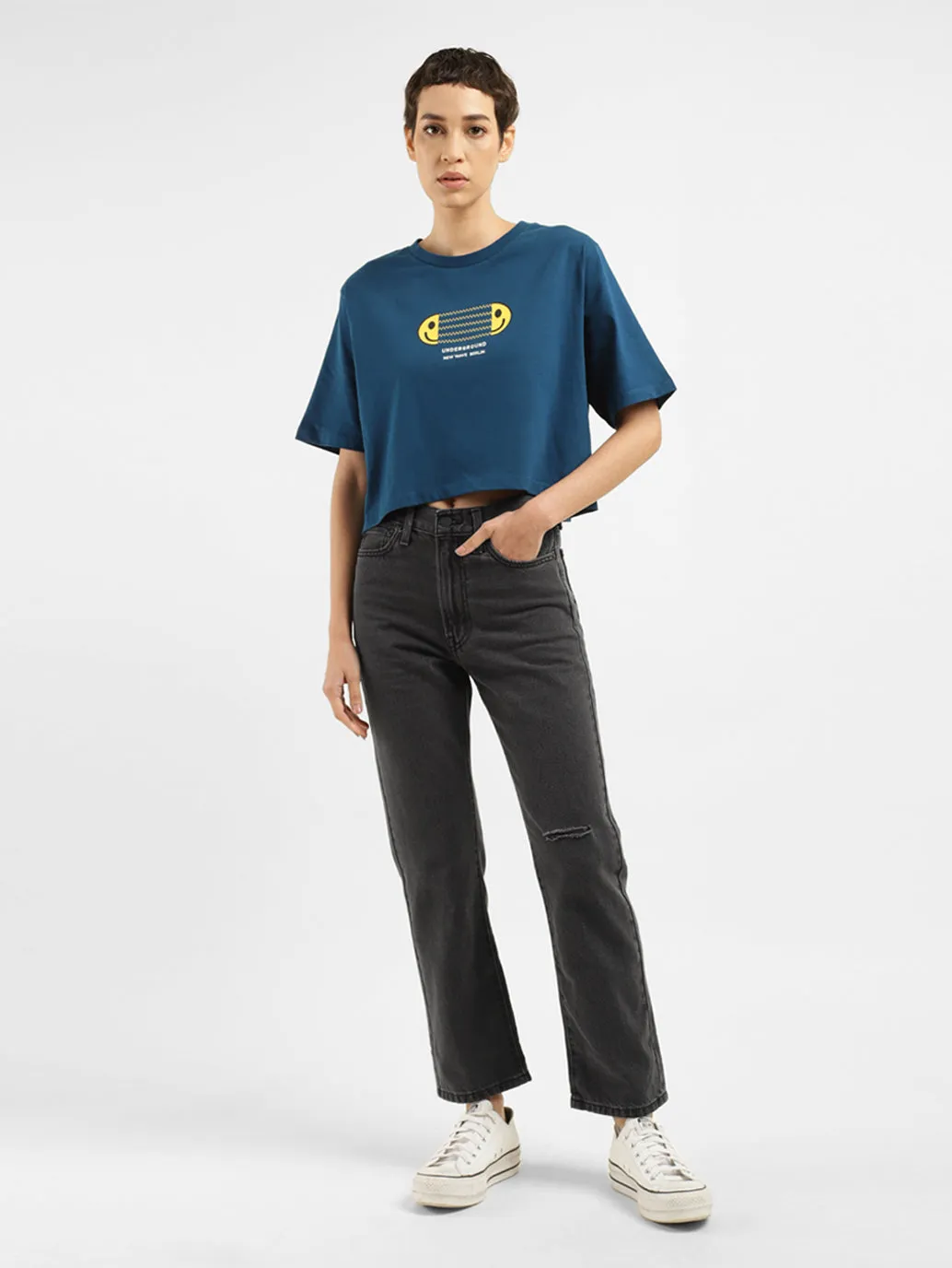 Women's Black Wedgie Straight Fit High Rise Jeans Night Out Parent Style