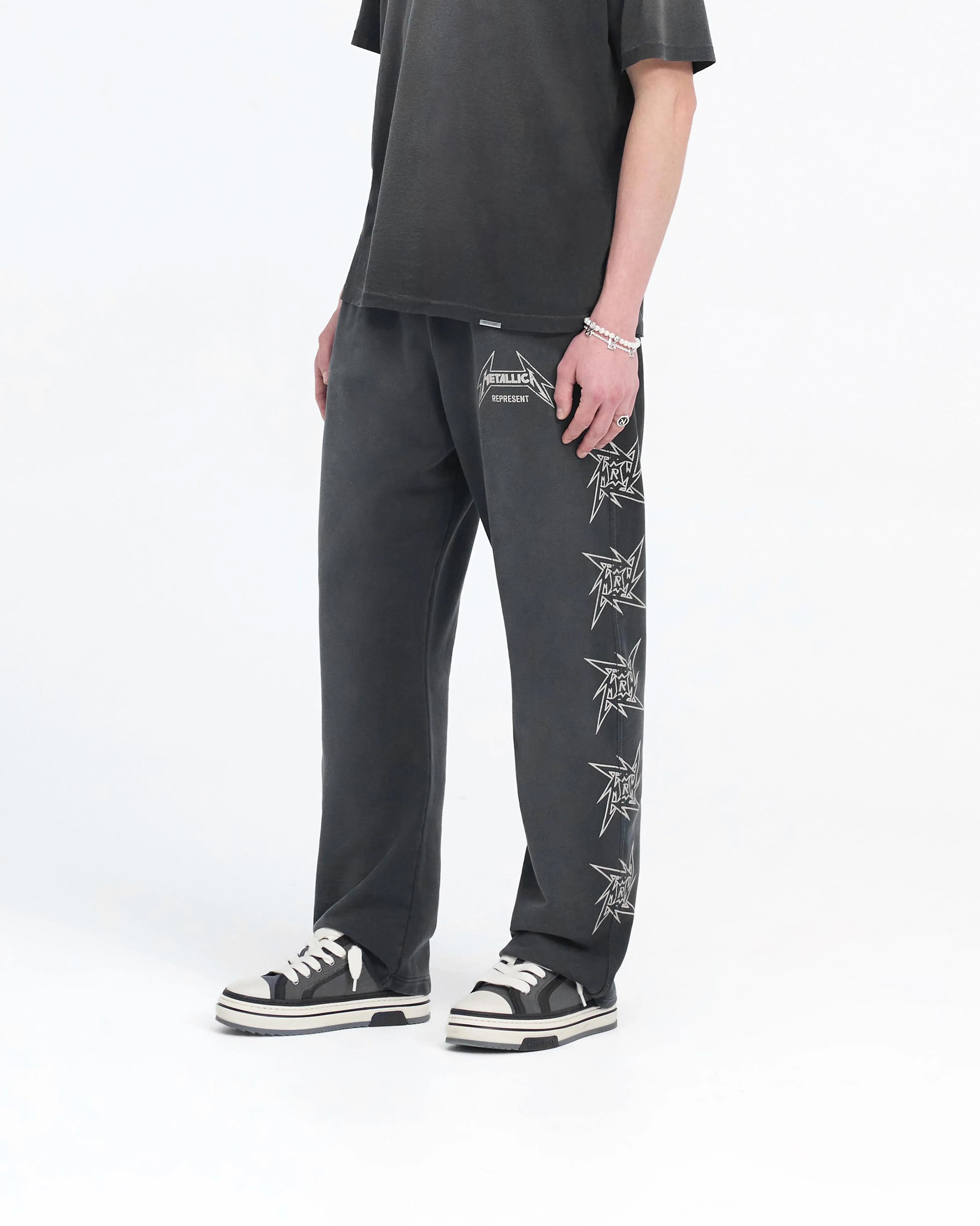 Decorative stitching Simple Utility Represent X Metallica Local Crew Sweatpant - Stained Black