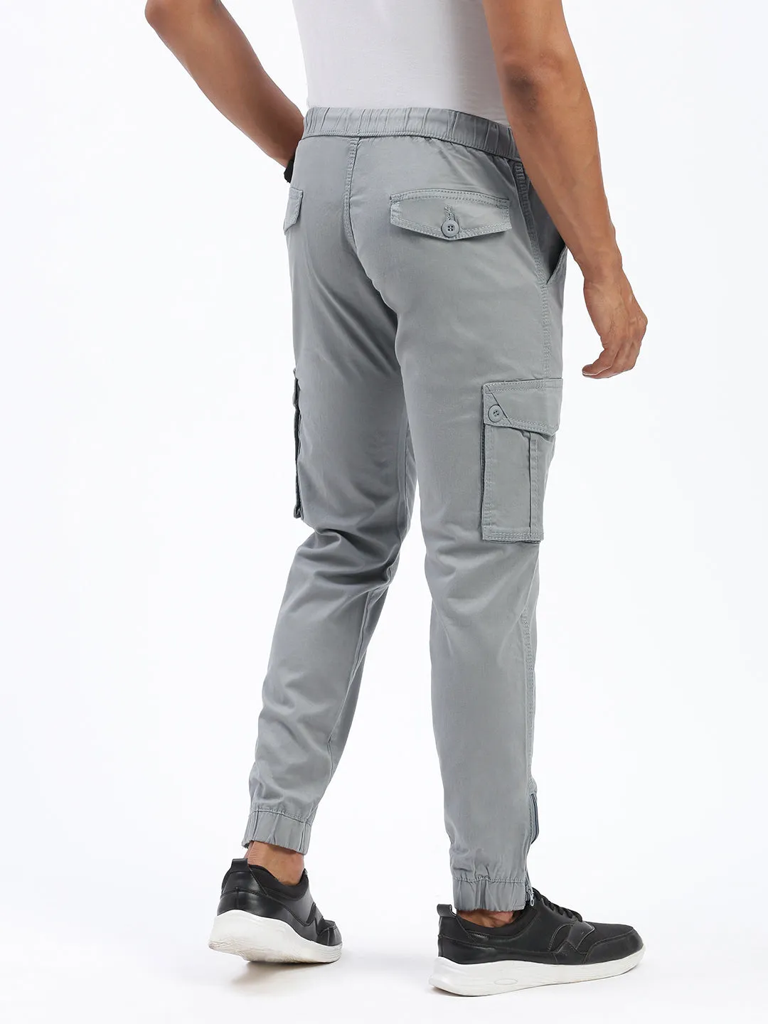 Men's Grey Comfort Slim Fit Cotton Joggers Trousers Urban Edge