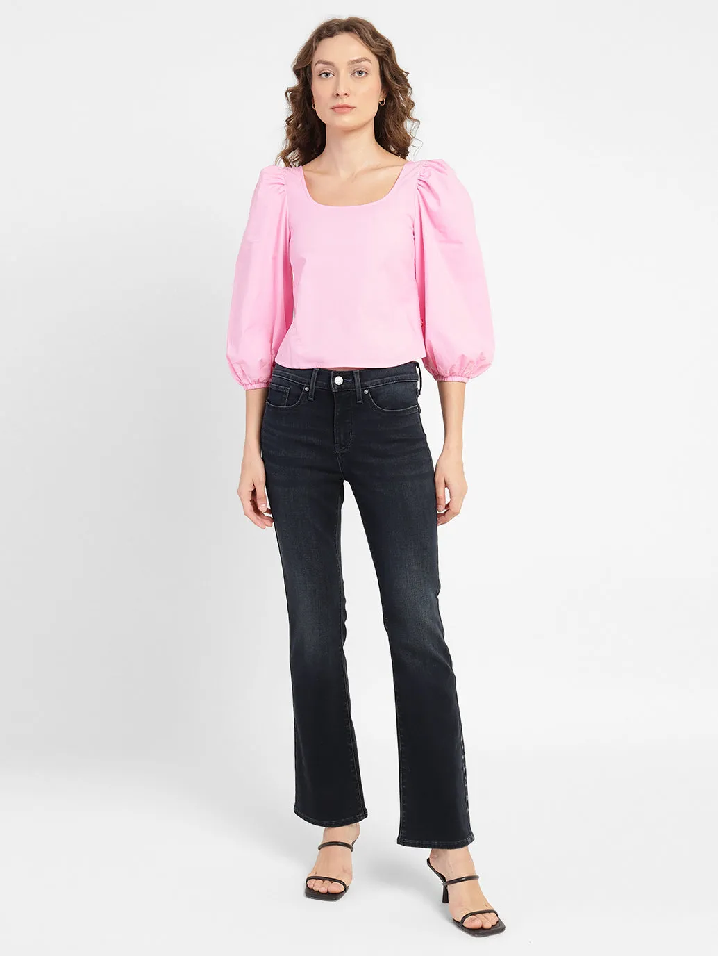 Chic Design Women's 315 Blue Flared Fit High Rise Jeans