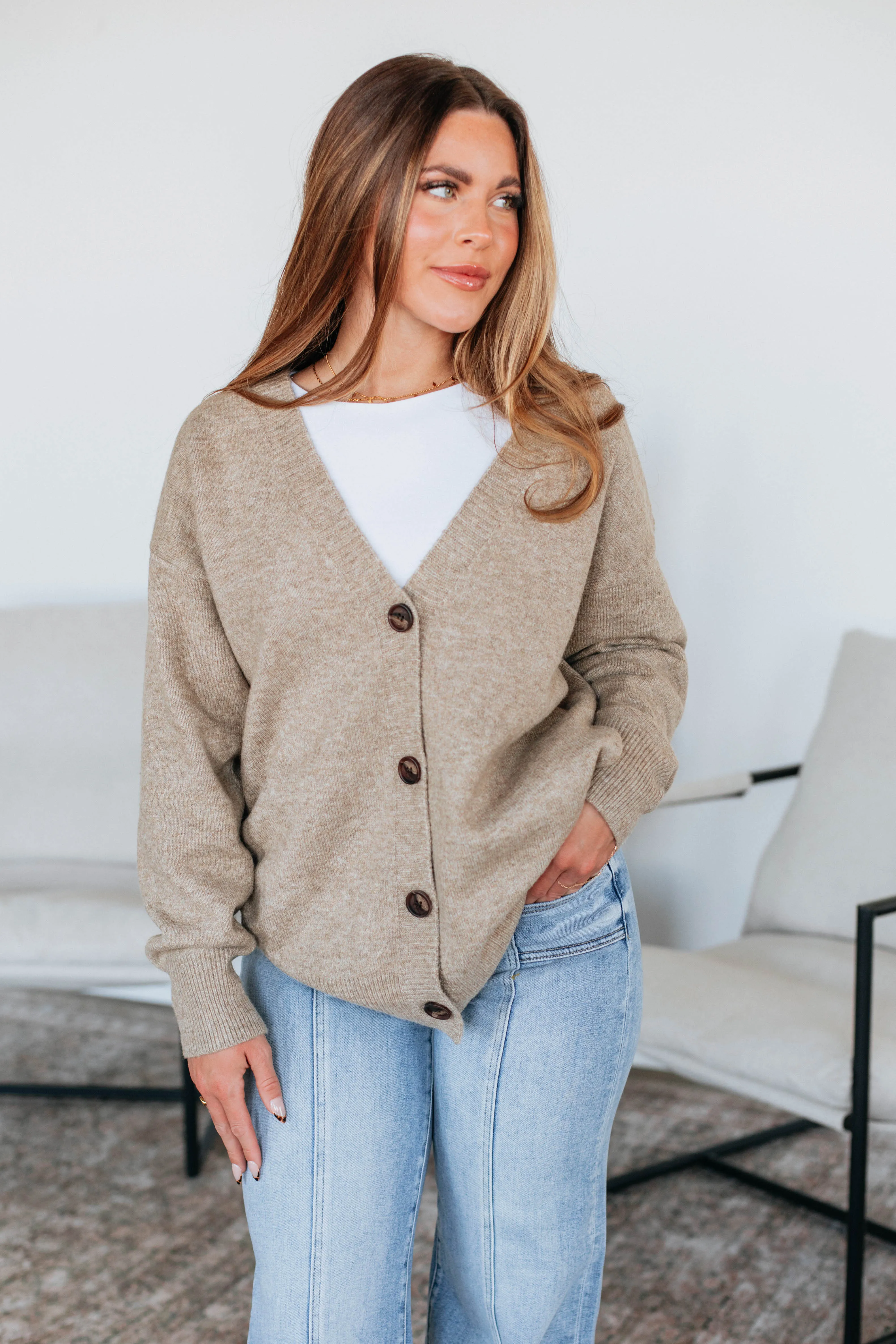 Nyra Oversized Cardigan DoubleLayered Edging Seamless Circular Knit