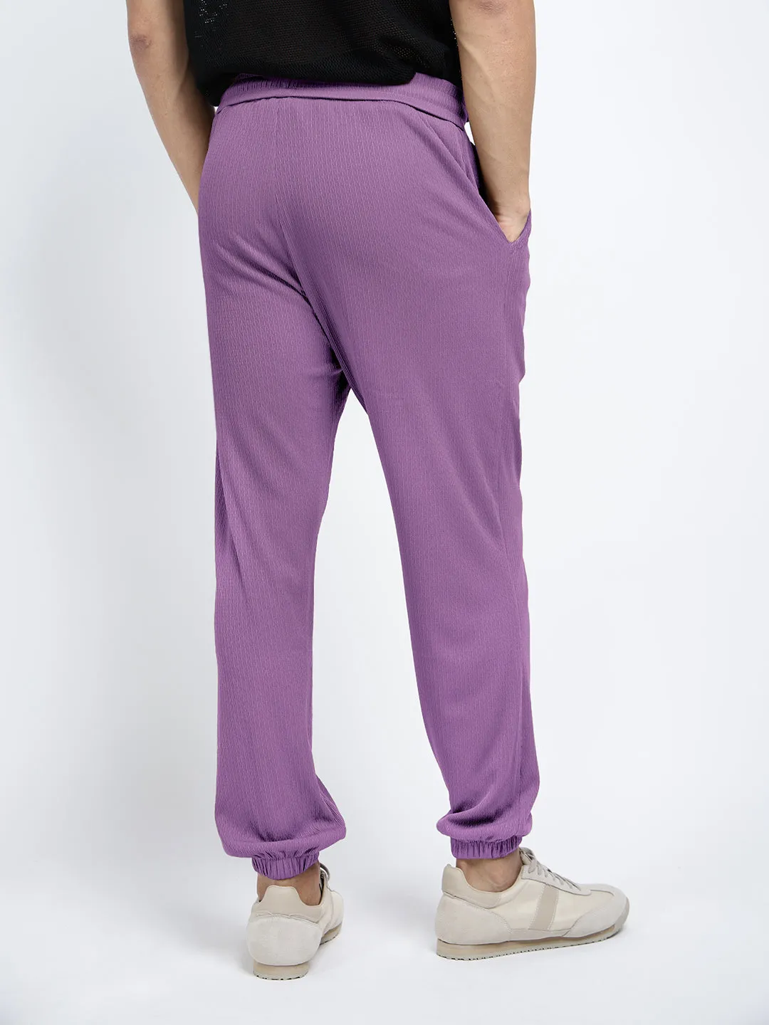 SmoothZipClosure Men's Purple Relaxed Fit Trousers