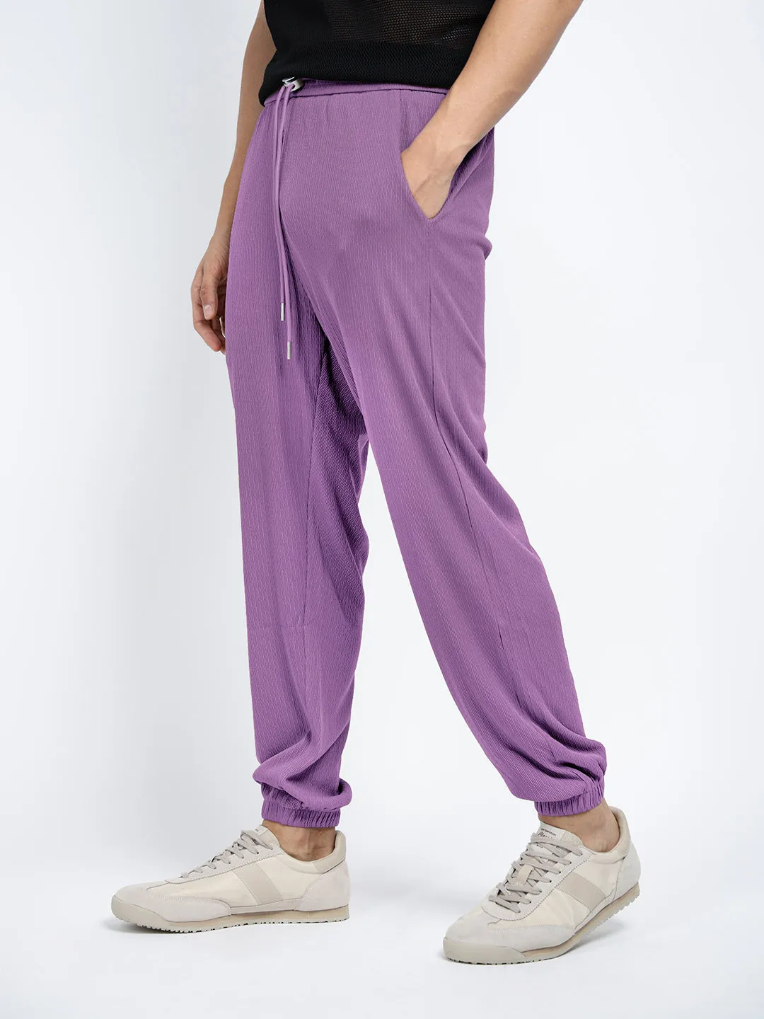 Men's Purple Relaxed Fit Trousers Light and Cozy Universal Fit System