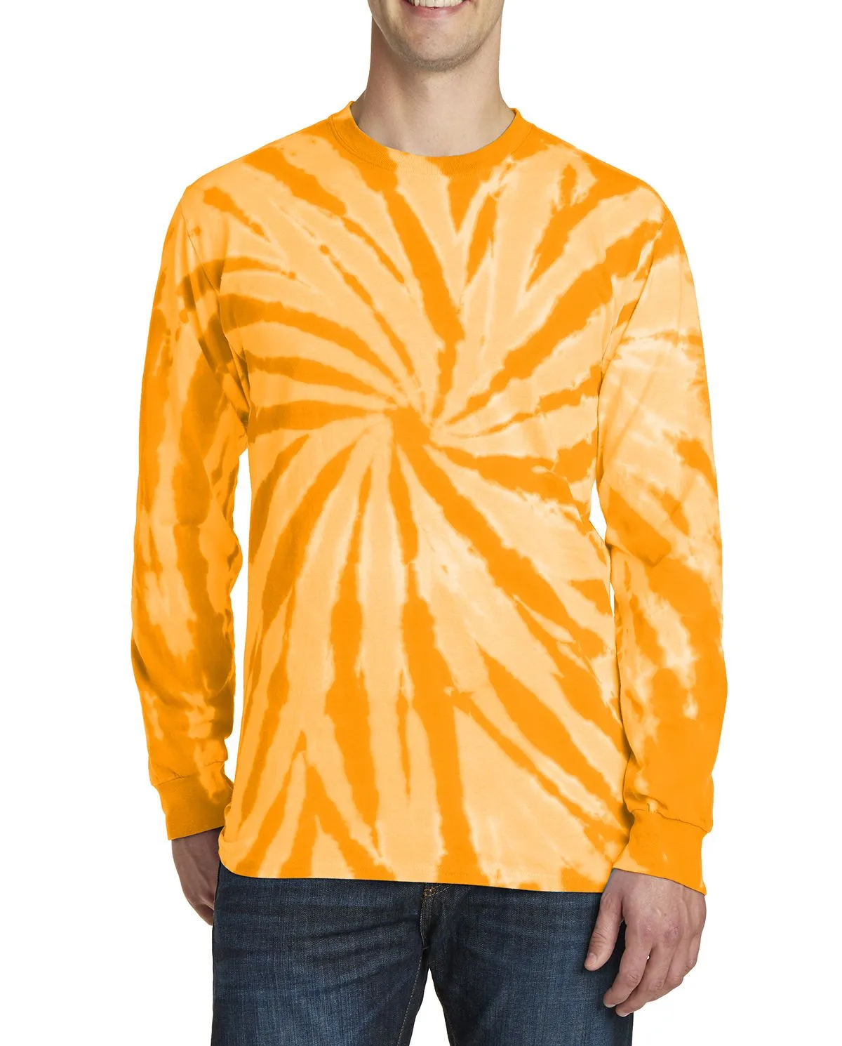 JustBlanks Men's Long Sleeve Tie-Dye T-Shirt Layering Essential Comfort Stretch