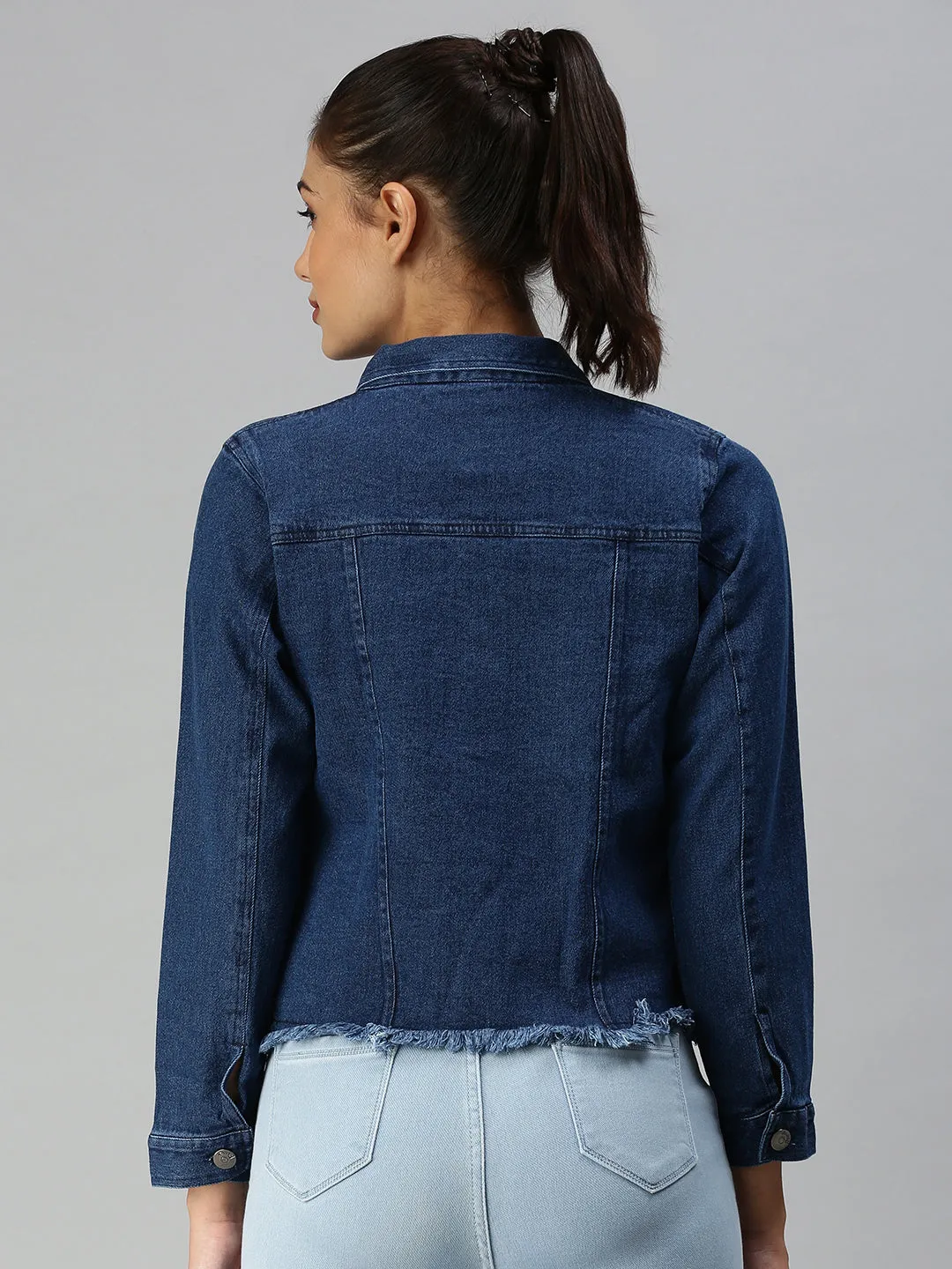 Women's Navy Blue Washed Denim Jacket ModularLayering