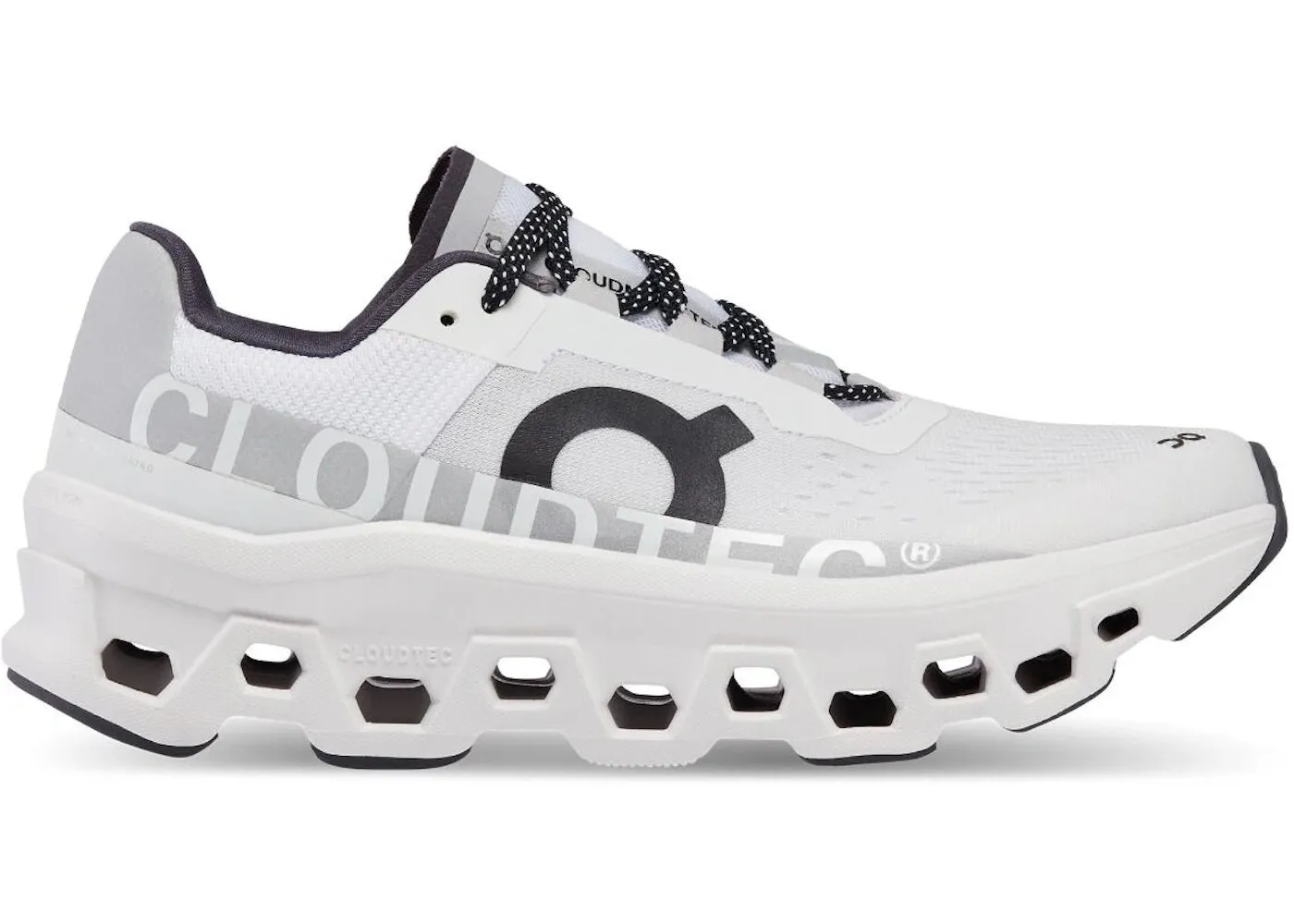 On Running Cloudmonster White Black (Women'S) flat - footed