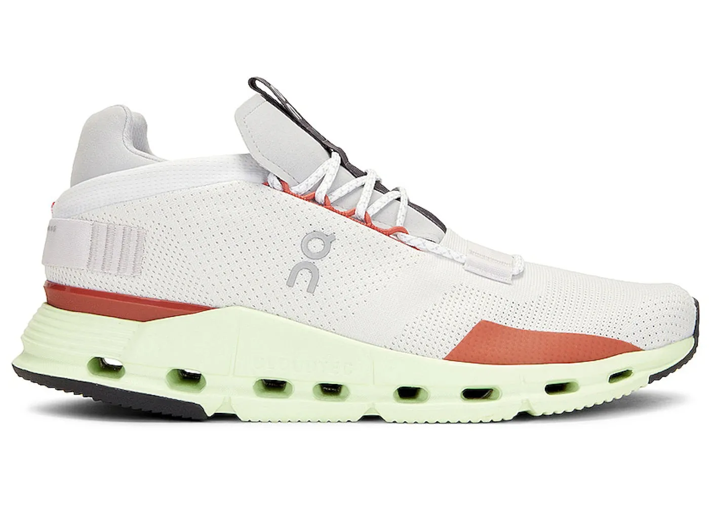 On Running Cloudnova White Limelight Ventilated Sides elastic closure shoes