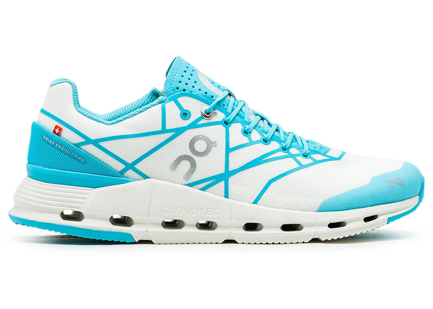On Running Cloudnova Z5 White Cyan Dynamic Heel Clutch