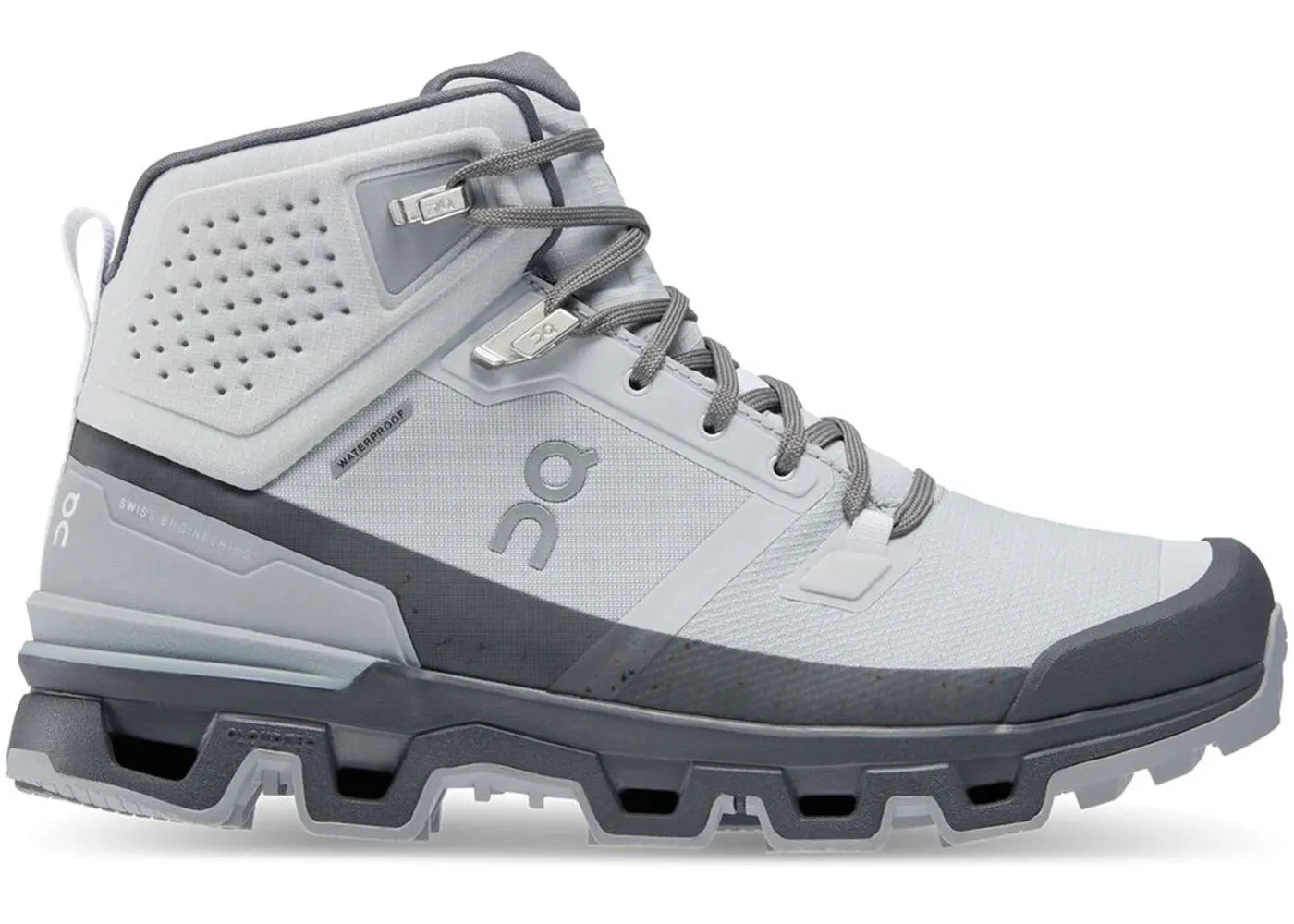 On Running Cloudrock 2 Waterproof Glacier Eclipse (Women'S) suede upper lugged outsole shoes