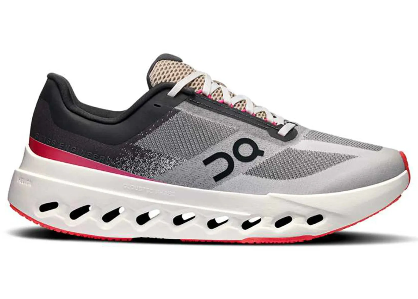 On Running Cloudsurfer Next Black White Pink (Women'S) casual running shoes Strategic Support Webbing