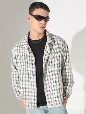 Cozy Fit Design Men's Checked Cream Relaxed Fit Shirt