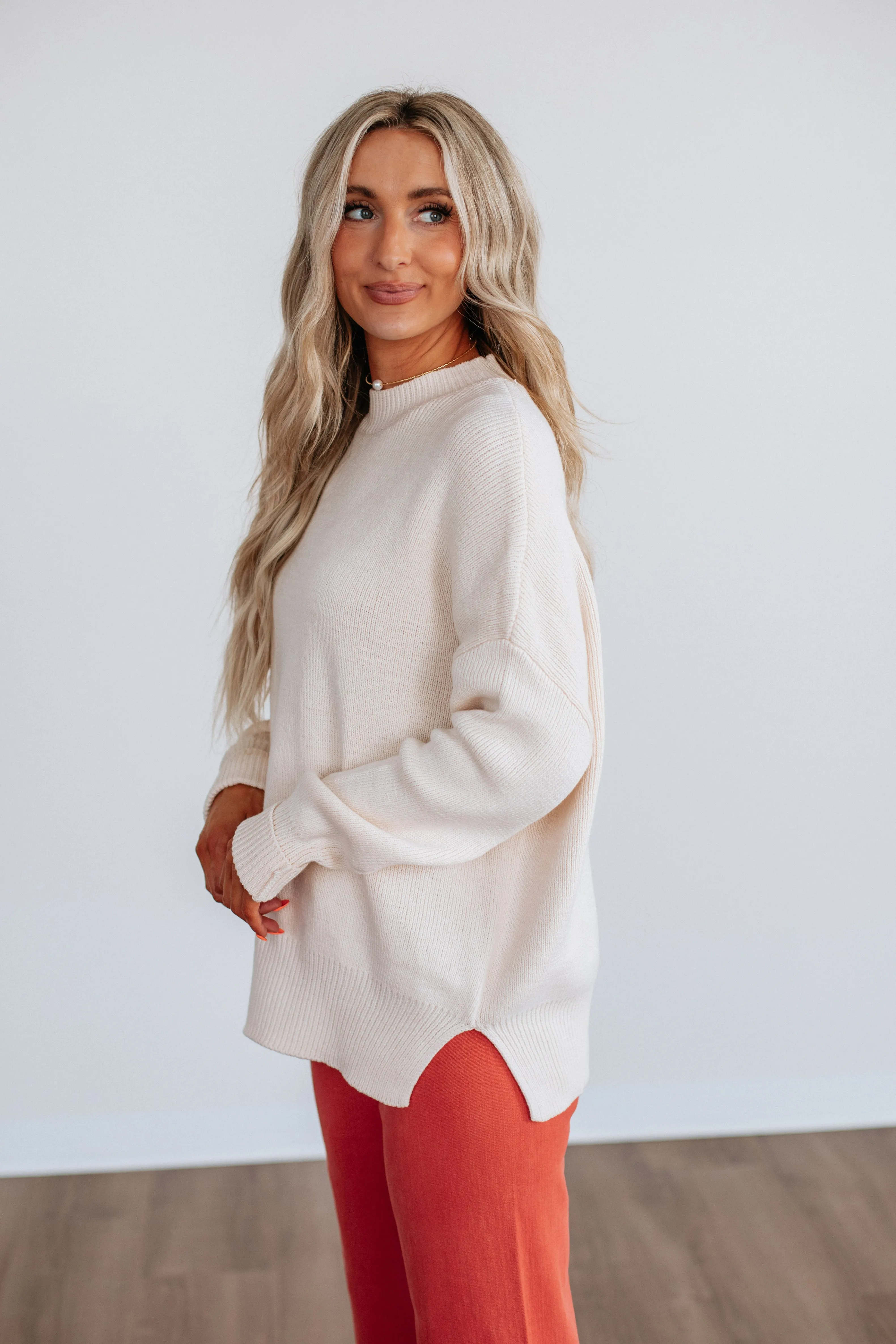 Chelsea Mock Neck Sweater - Natural Natural Texture Smart Casual