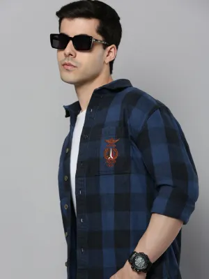 EthicalProduction Weekend Smart Men's Blue Checked Casual Shacket