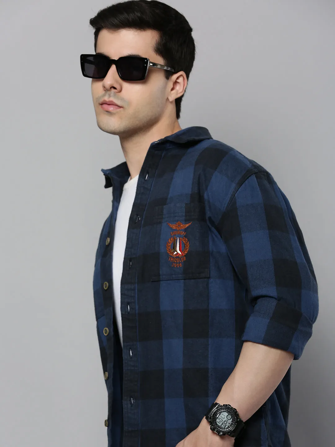 EthicalProduction Weekend Smart Men's Blue Checked Casual Shacket