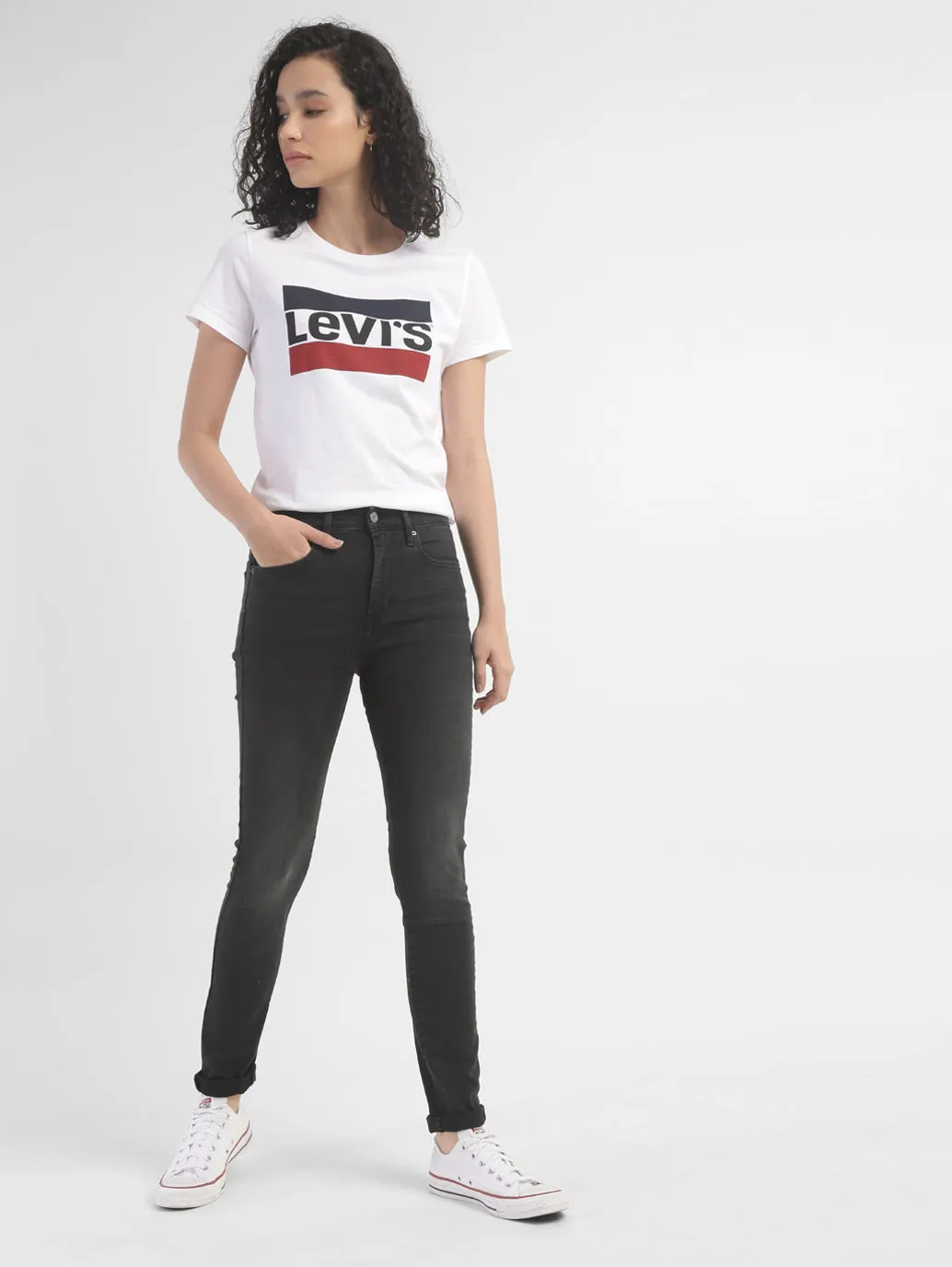 Comfortable Style Student Outfit Streetwear Fan Women's 721 Black Skinny Fit High Rise Jeans