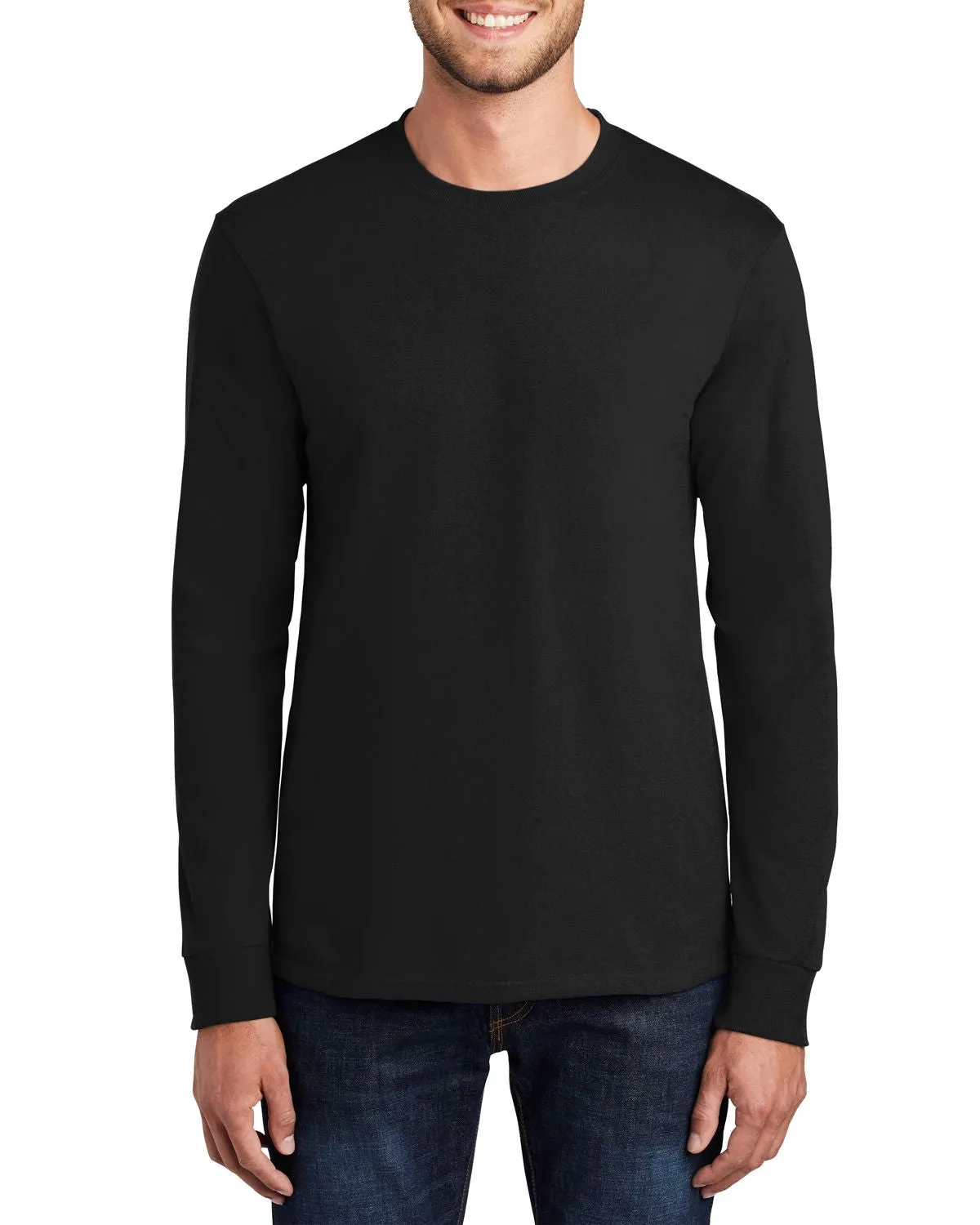 JustBlanks Men's Long Sleeve Essential Crew Neck T-Shirt Sporty Layer Look Soft Wear