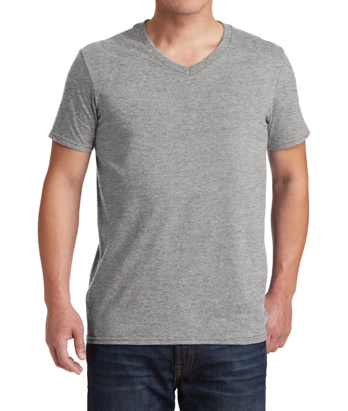 Non Restrictive Cut JustBlanks Men's Semi-Fitted V-Neck Short Sleeve Cotton Tee
