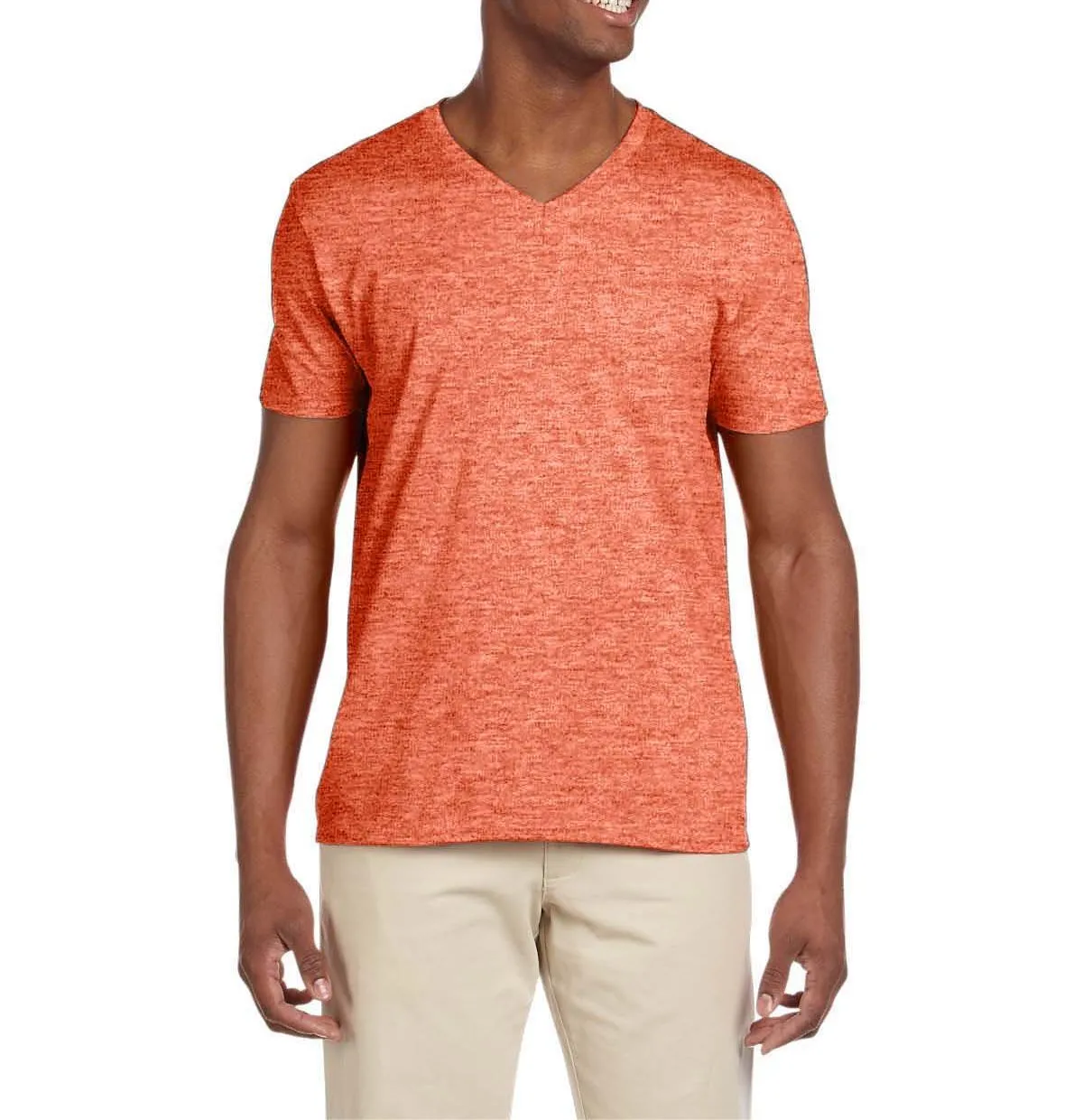 Casual Comfort Wear Versatile Outfit JustBlanks Men's Semi-Fitted V-Neck Short Sleeve Cotton Tee