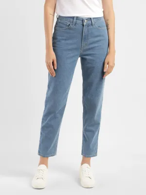 City Walk Comfy Weekend Getaway Mid Rise Women's Blue Loose Fit Mid Rise Mom Jeans