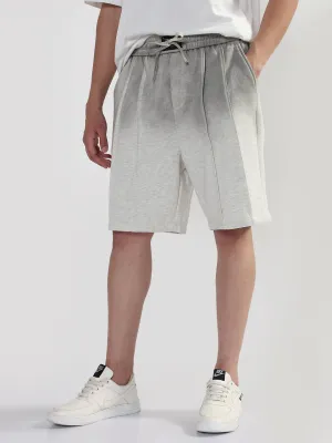Clean Fit Men's Grey Ombre Shaded Relaxed Fit Shorts