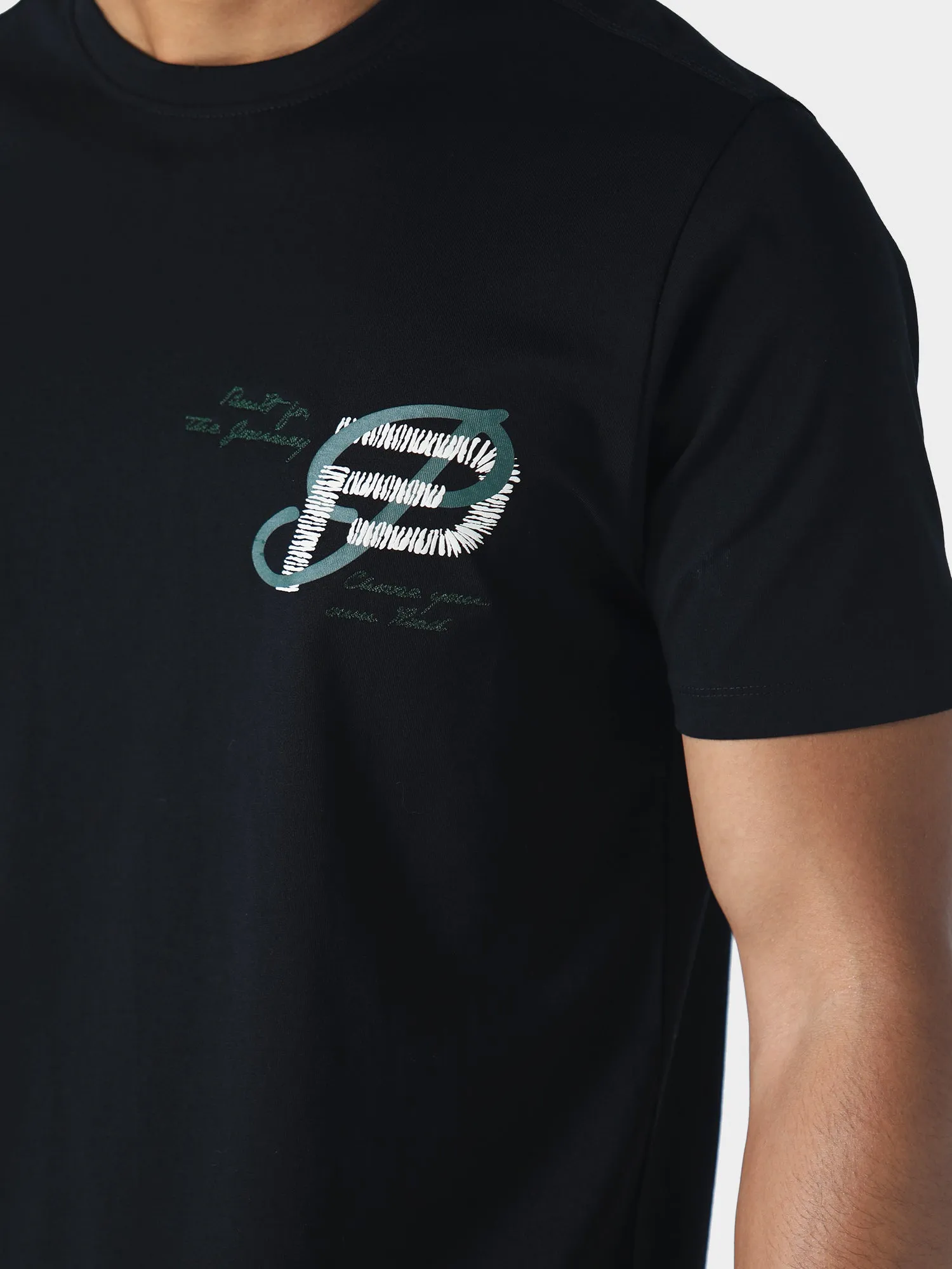 Classic Layer Wear Sublimation Printed Collar Gatland Black T-Shirt