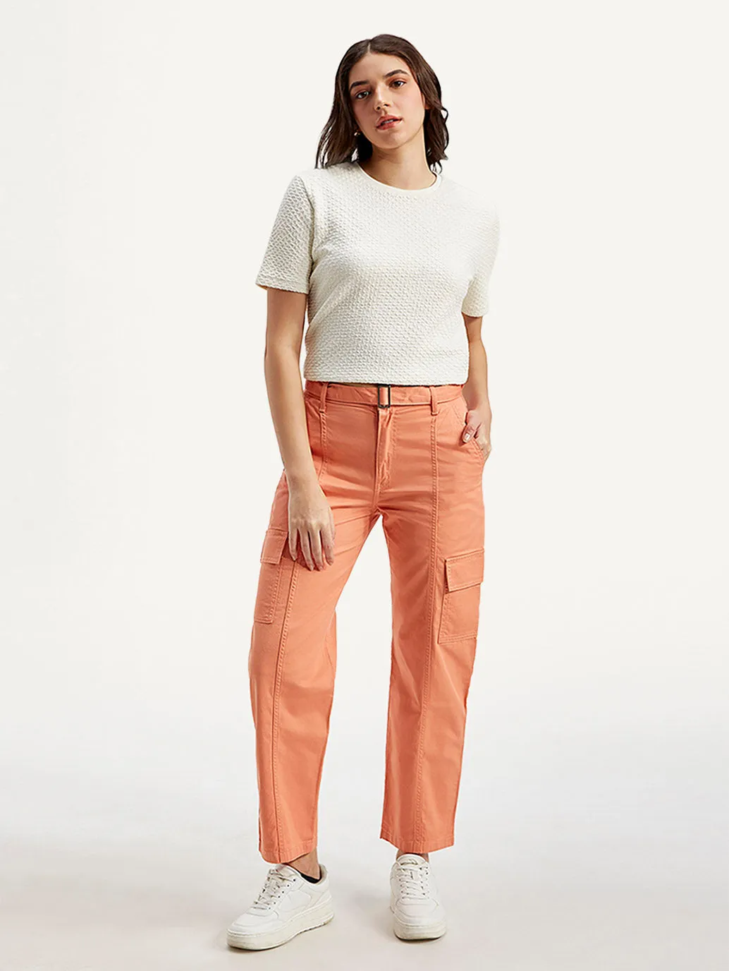 Women's 94 Orange Baggy Fit Mid Rise Jeans Daily Wear Festival Outfit Fit Focus