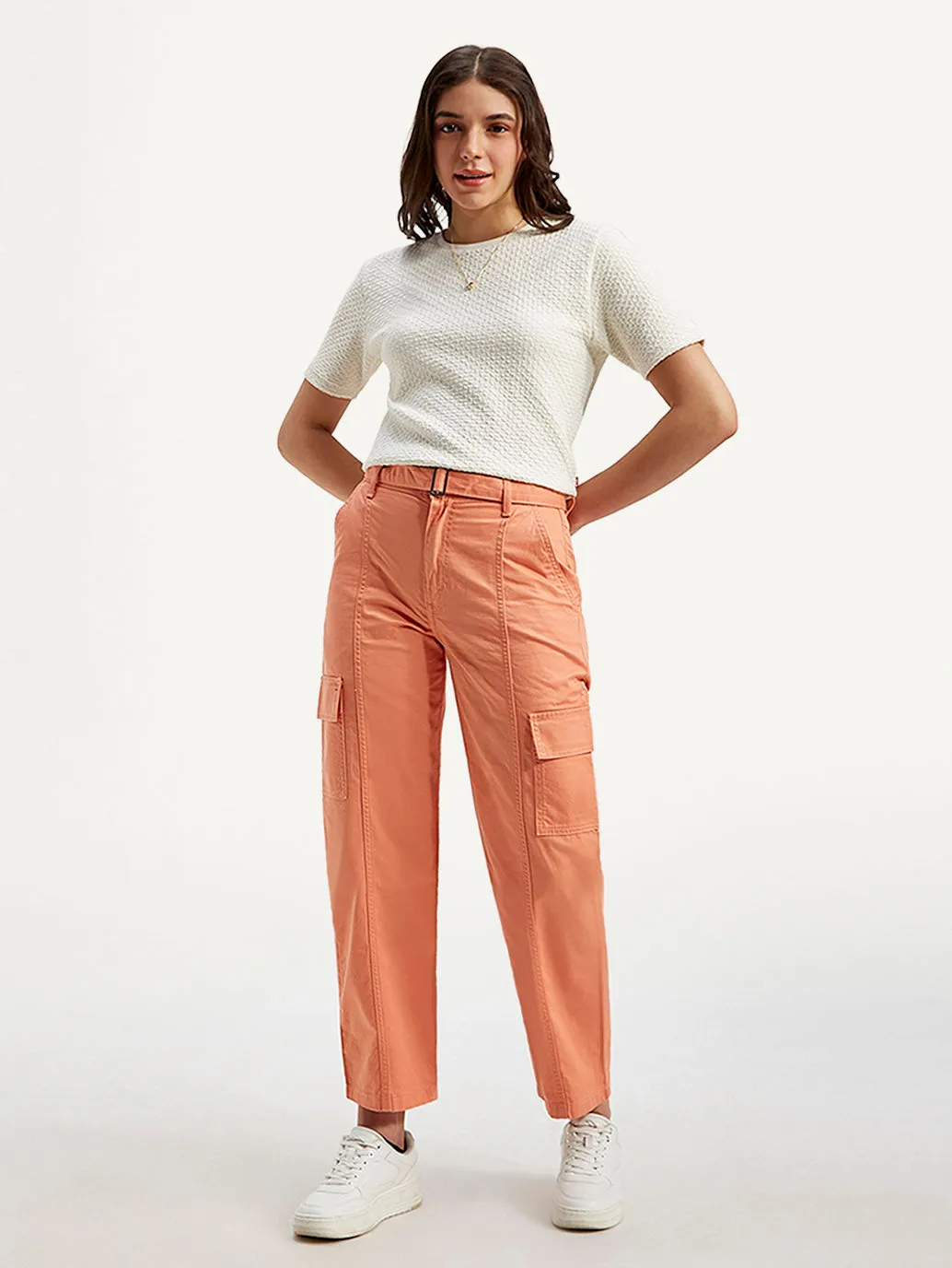 Women's 94 Orange Baggy Fit Mid Rise Jeans Urban Style Base Style