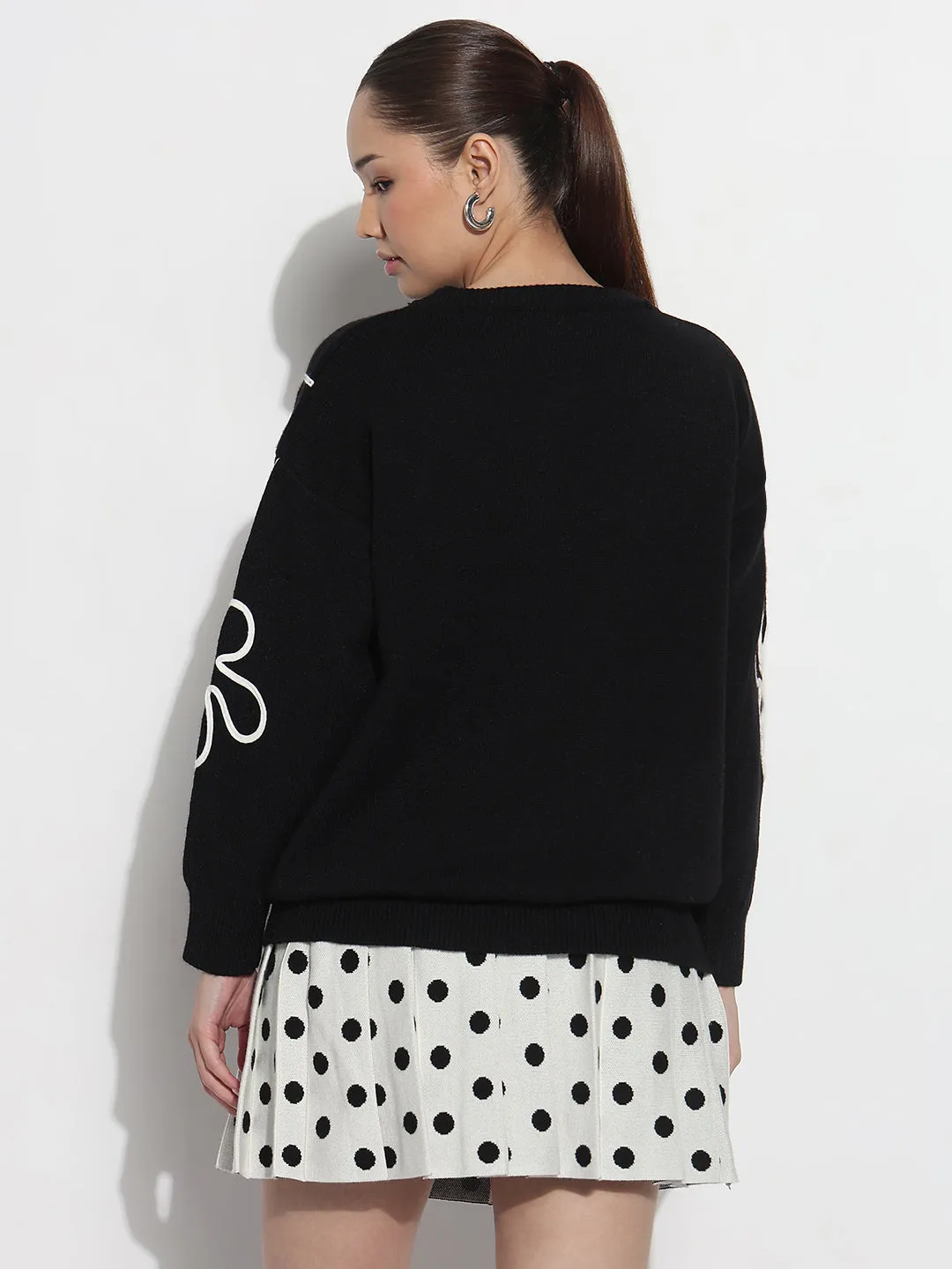 Women's Ribbed Black Round Neck Knitted Top All Season product couple intimacy