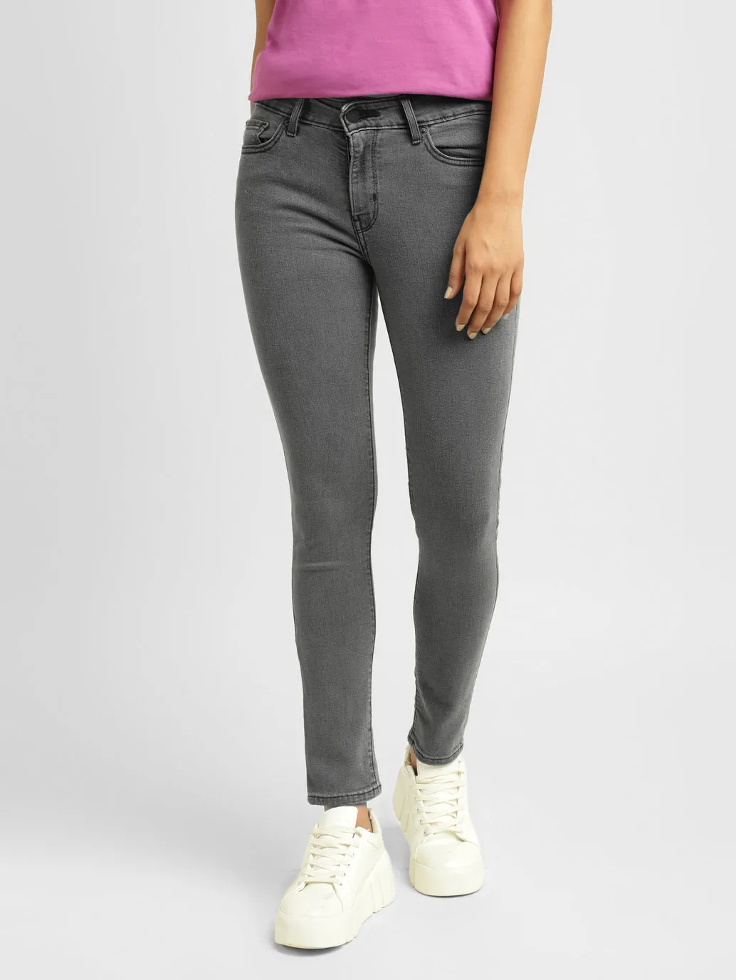 Women's 711 Grey Skinny Fit Mid Rise Jeans Holiday Vibes Athlete Fit Customizable Hem Options