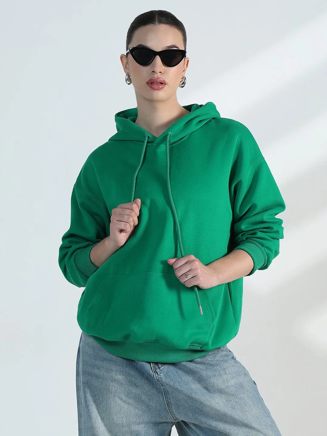 Women's Green Oversized Hoodie Soft Layers Fashion Forward