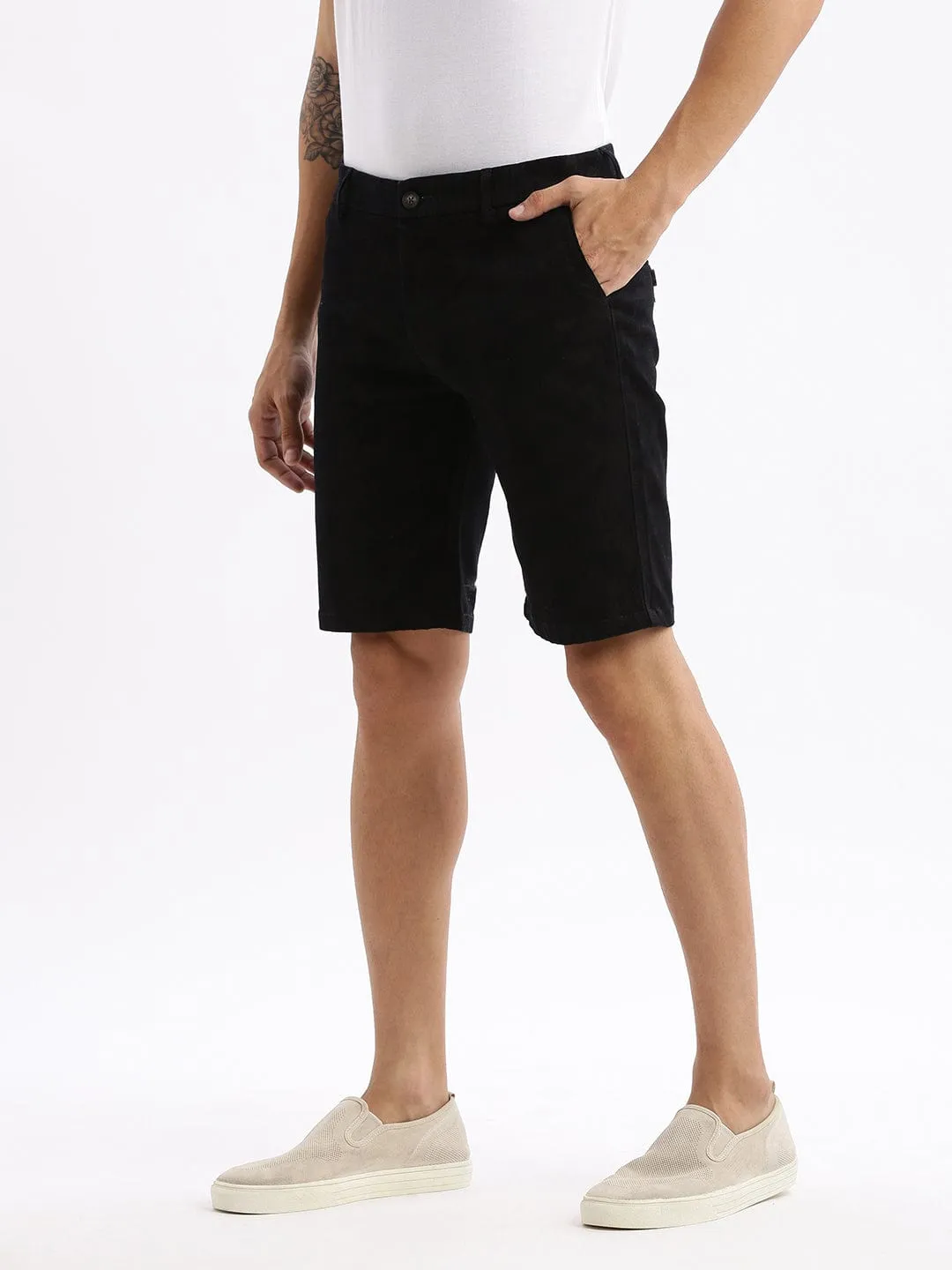 Men's Abstract Brown Cotton Shorts Daily Fit