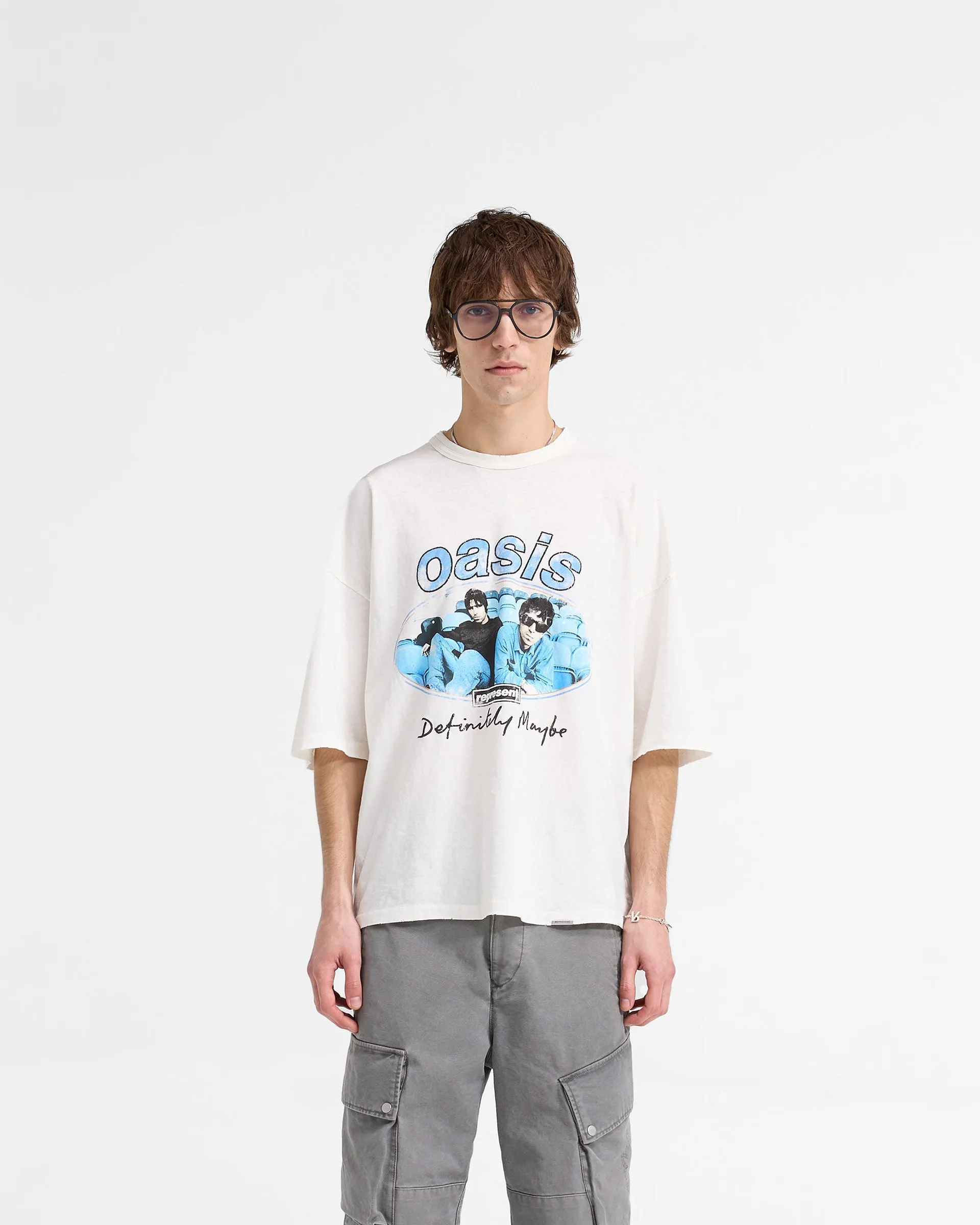 Represent X Oasis Maine Road T-Shirt - Flat White Odor-resistant