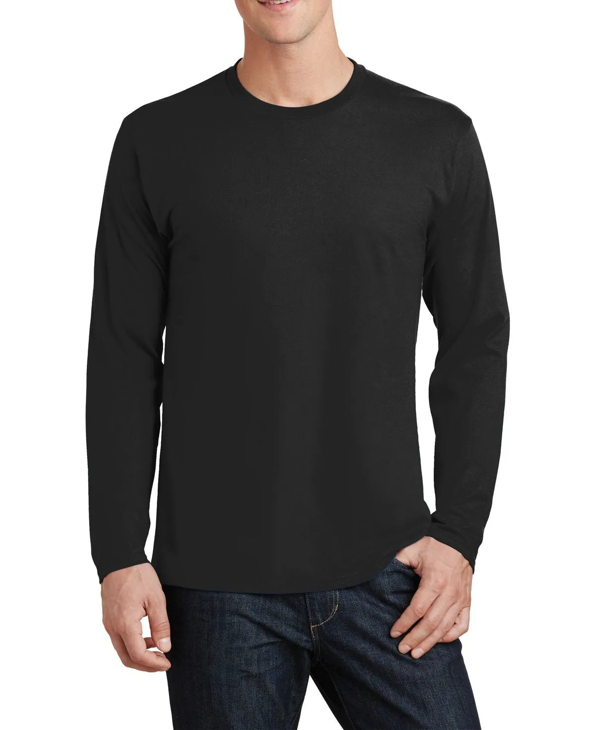 Wicking Interlock Knit Cozy Wearable JustBlanks Men's Long Sleeve Fan Favorite T-Shirt