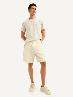 UV Protective Coating Men's Cream Tapered Shorts