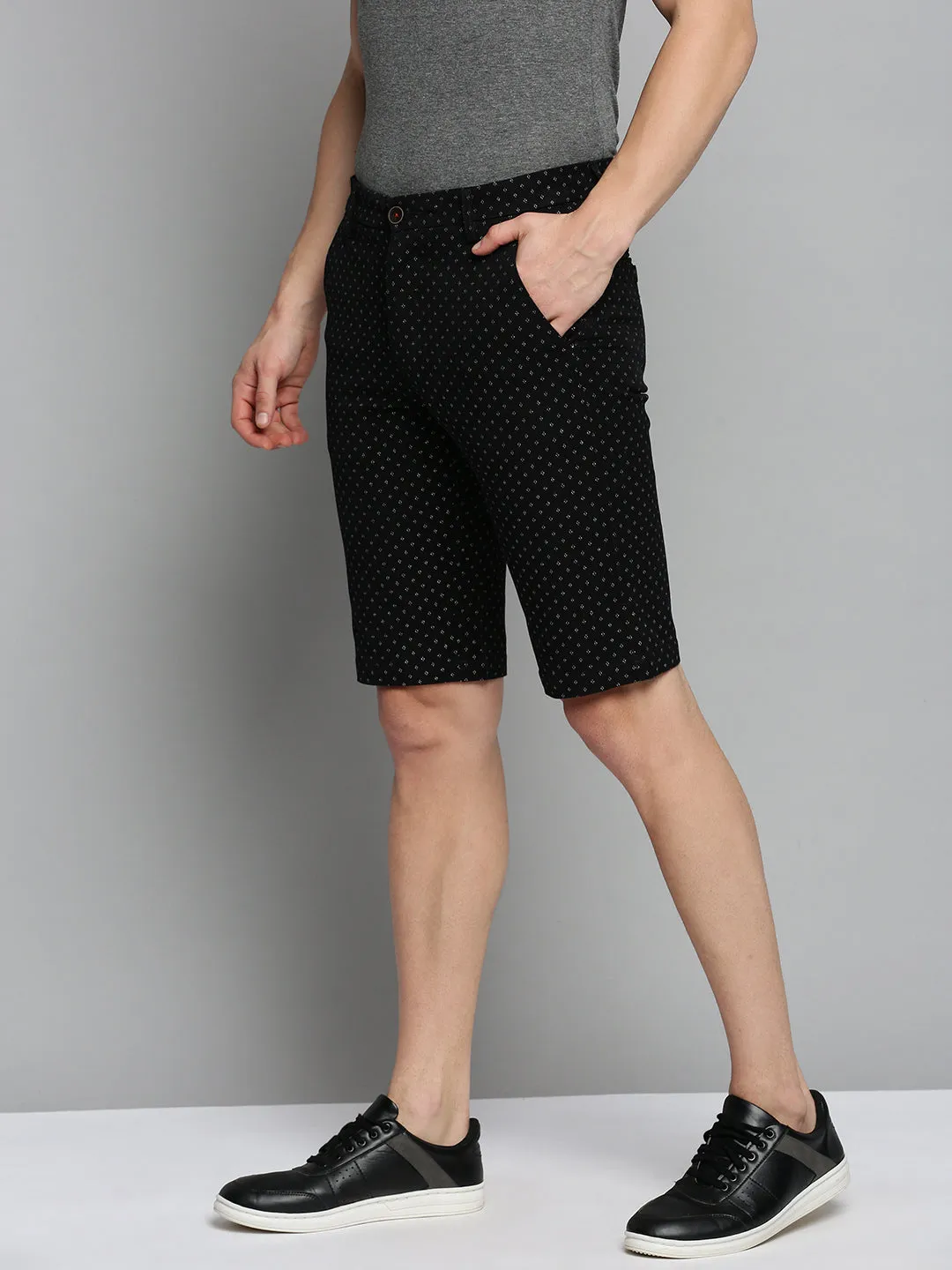 Quick Wear Men's Black Printed Chino Shorts