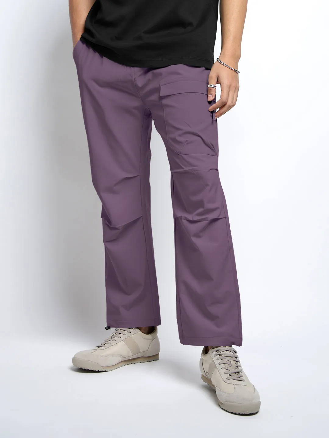 Men's Purple Relaxed Fit Cargo Trousers ReinforcedHemline