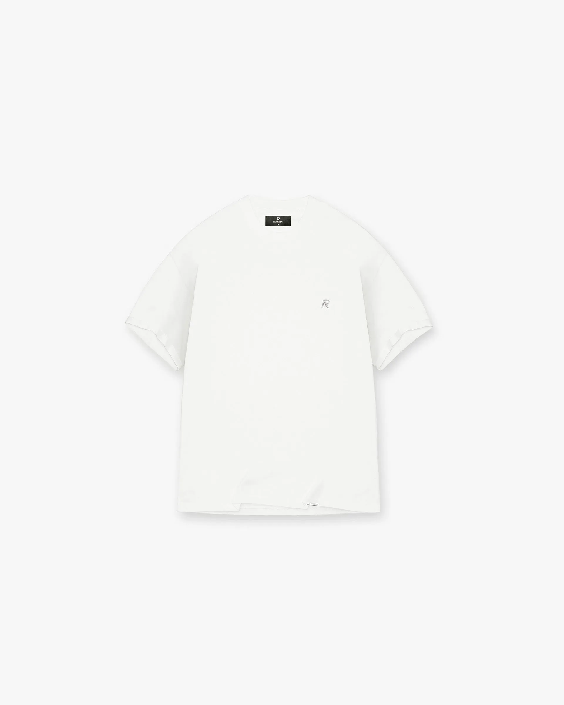 Linen blend Metal Initial R T-Shirt - Flat White