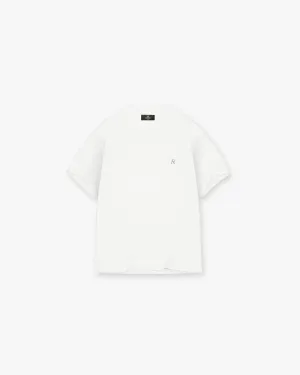Linen blend Metal Initial R T-Shirt - Flat White