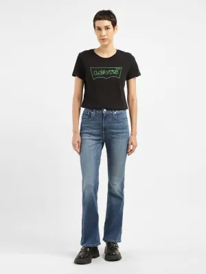 Women's 725 Blue Flared Fit High Rise Jeans Timeless Fit Cool Classic