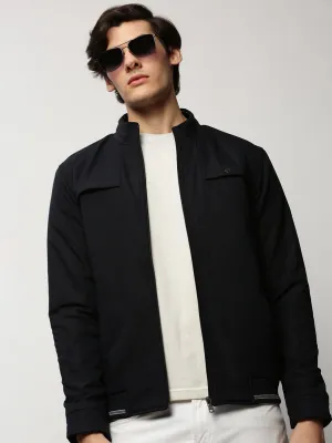 Subtle Design Detail VentilatedPanels Men's Navy Blue Bomber Jacket