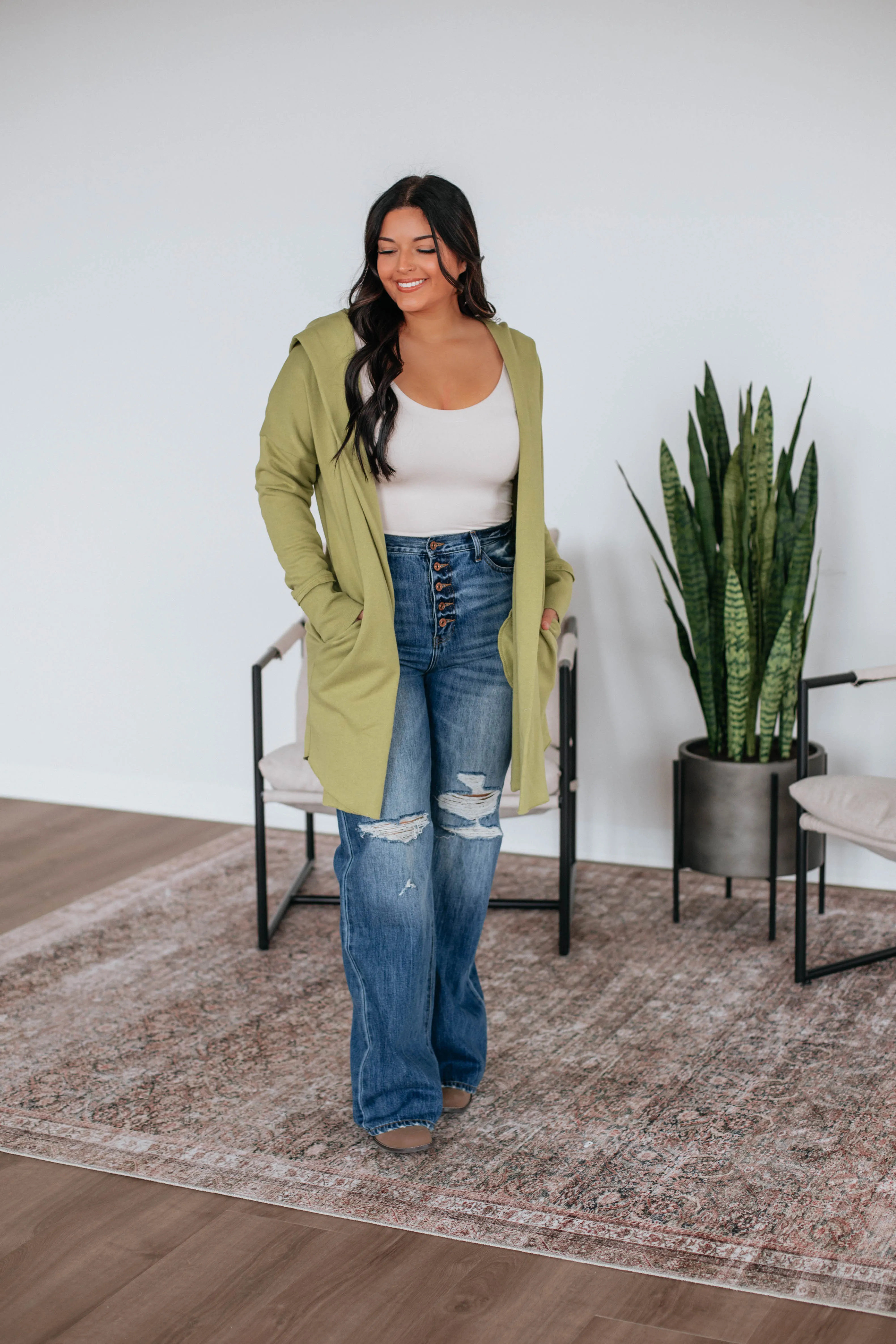 Core Style Timeless Basic Rebekah Cardigan - Avocado