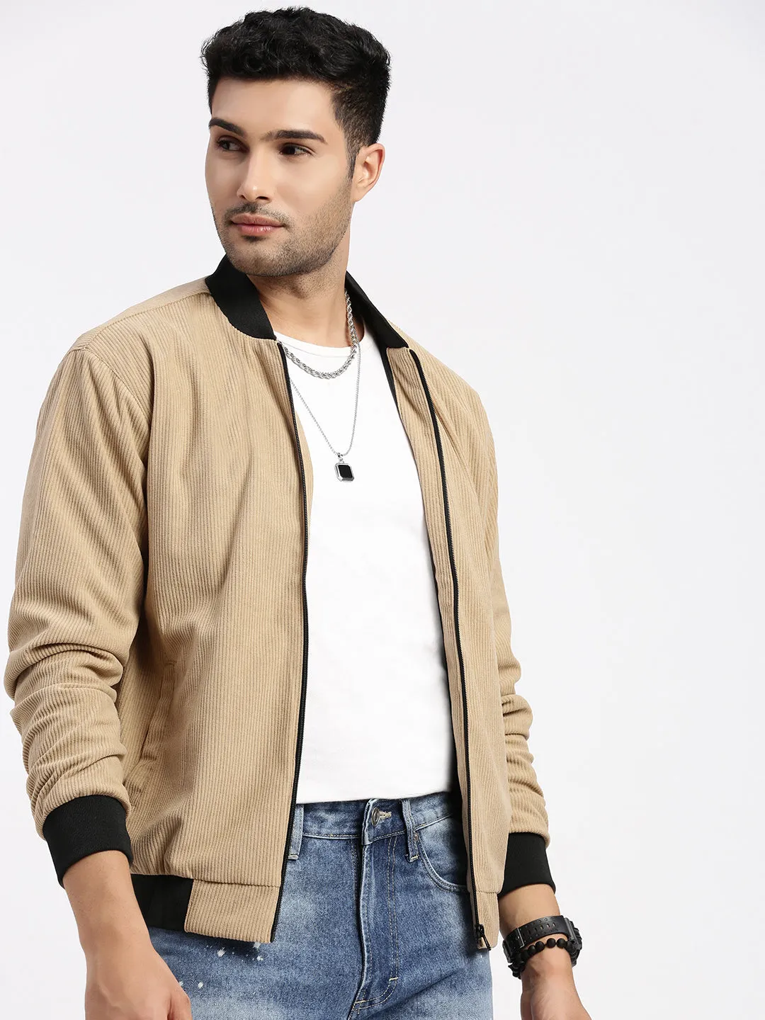 WindproofDesign Men's Brown Bomber Jacket