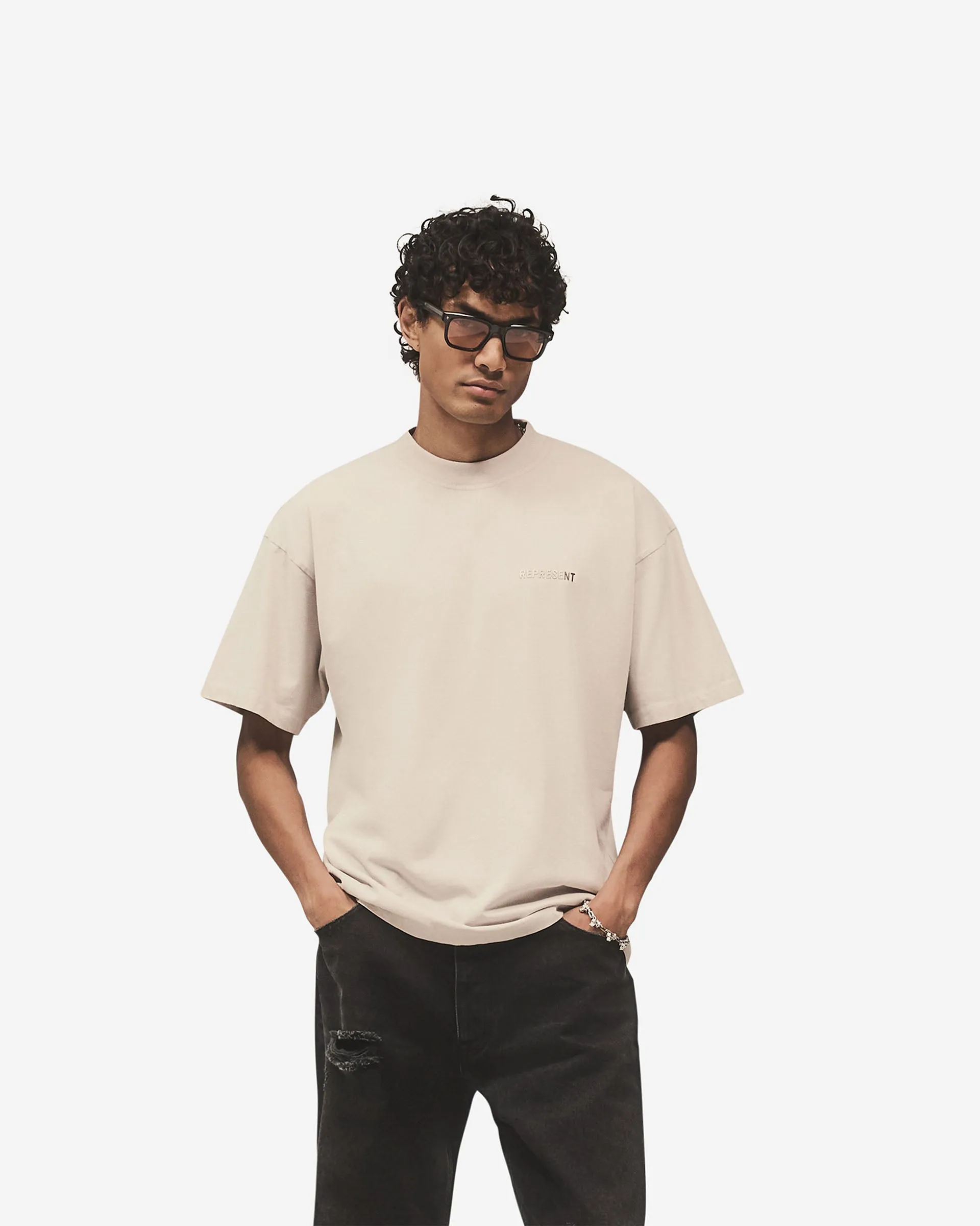 UPF Rated Fabric Metal Block Logo T-Shirt - Concrete