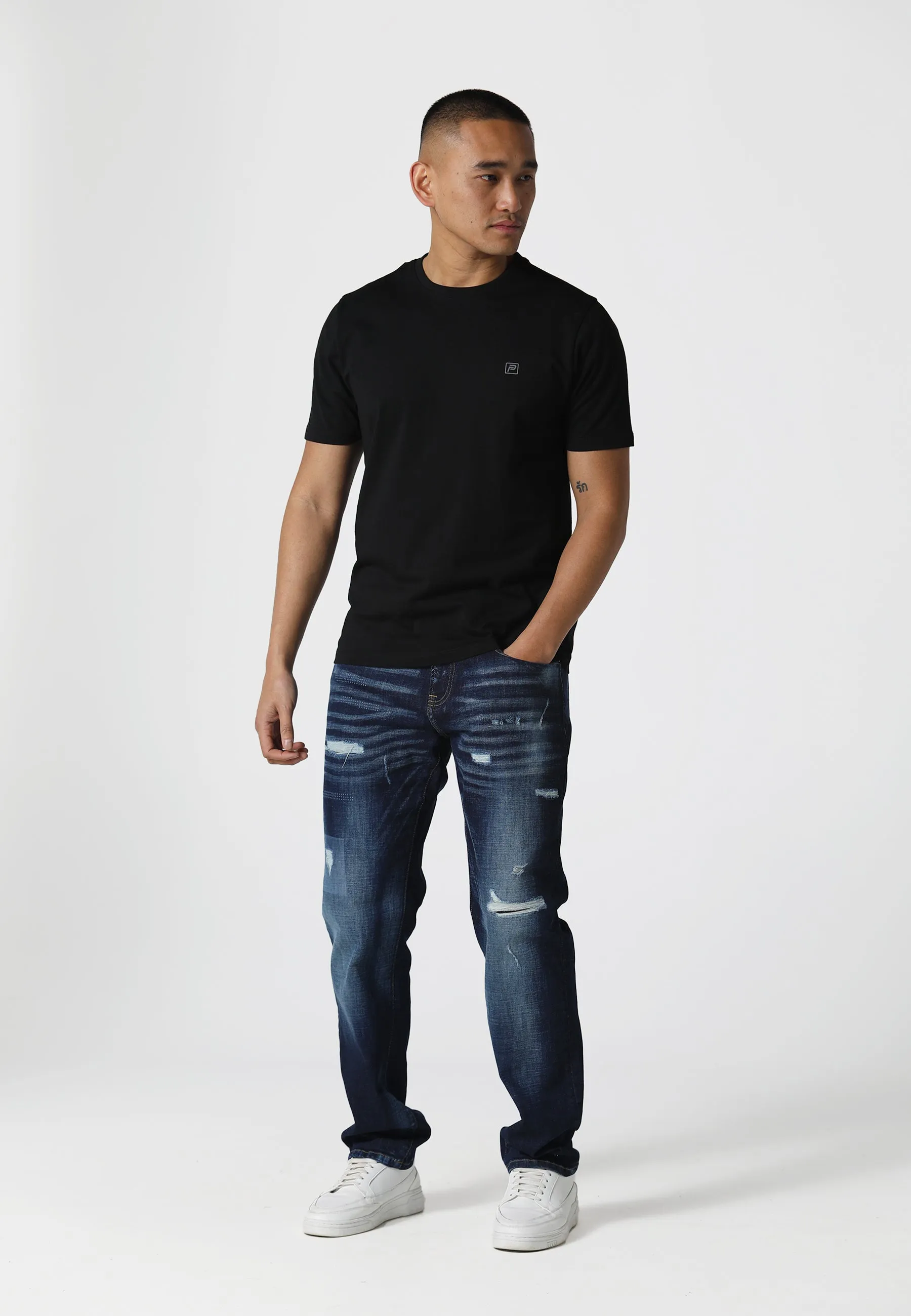 Relax Fit Design Feyi Black T-Shirt