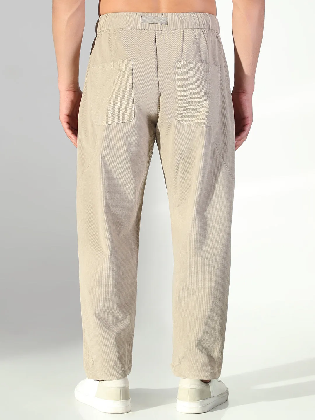 Snag Free Fabric Water Repellent Coating Men's Beige Solid Trousers