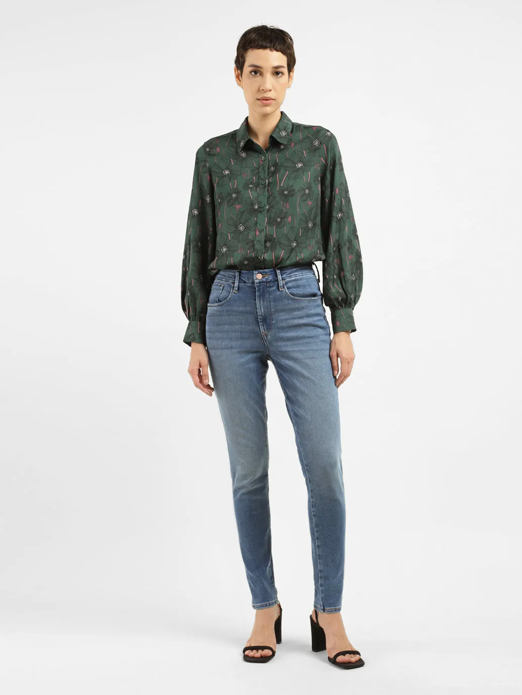 Women's 721 Blue Skinny Fit High Rise Jeans Outfit Formula Casual Student Outfit