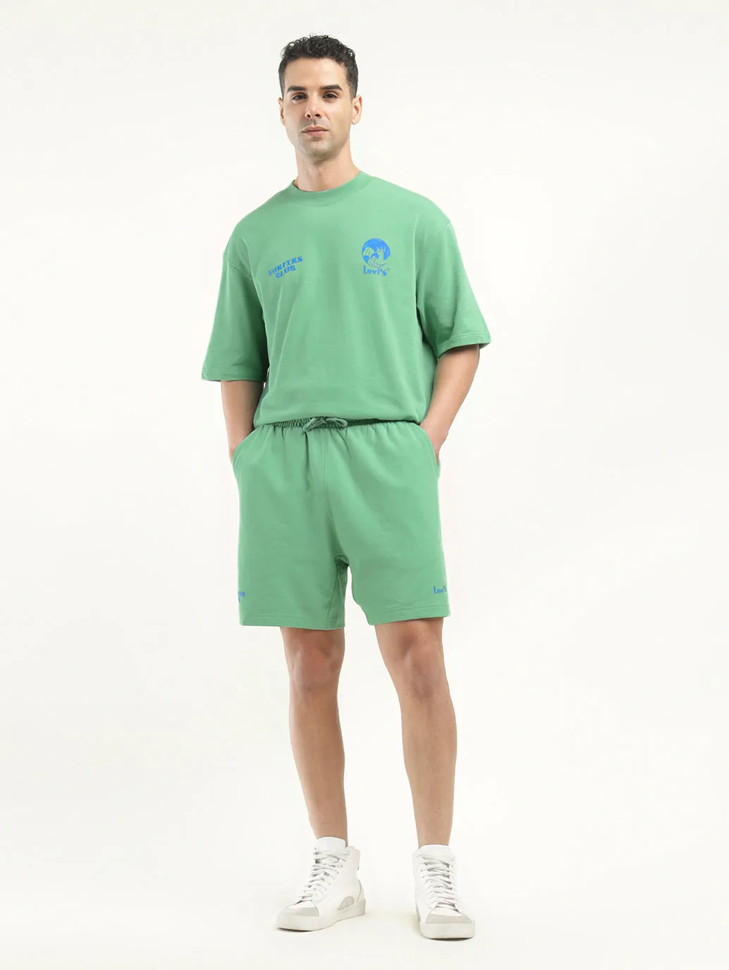 Men's Green Regular Fit Shorts Simple Comfort Festival Outfit